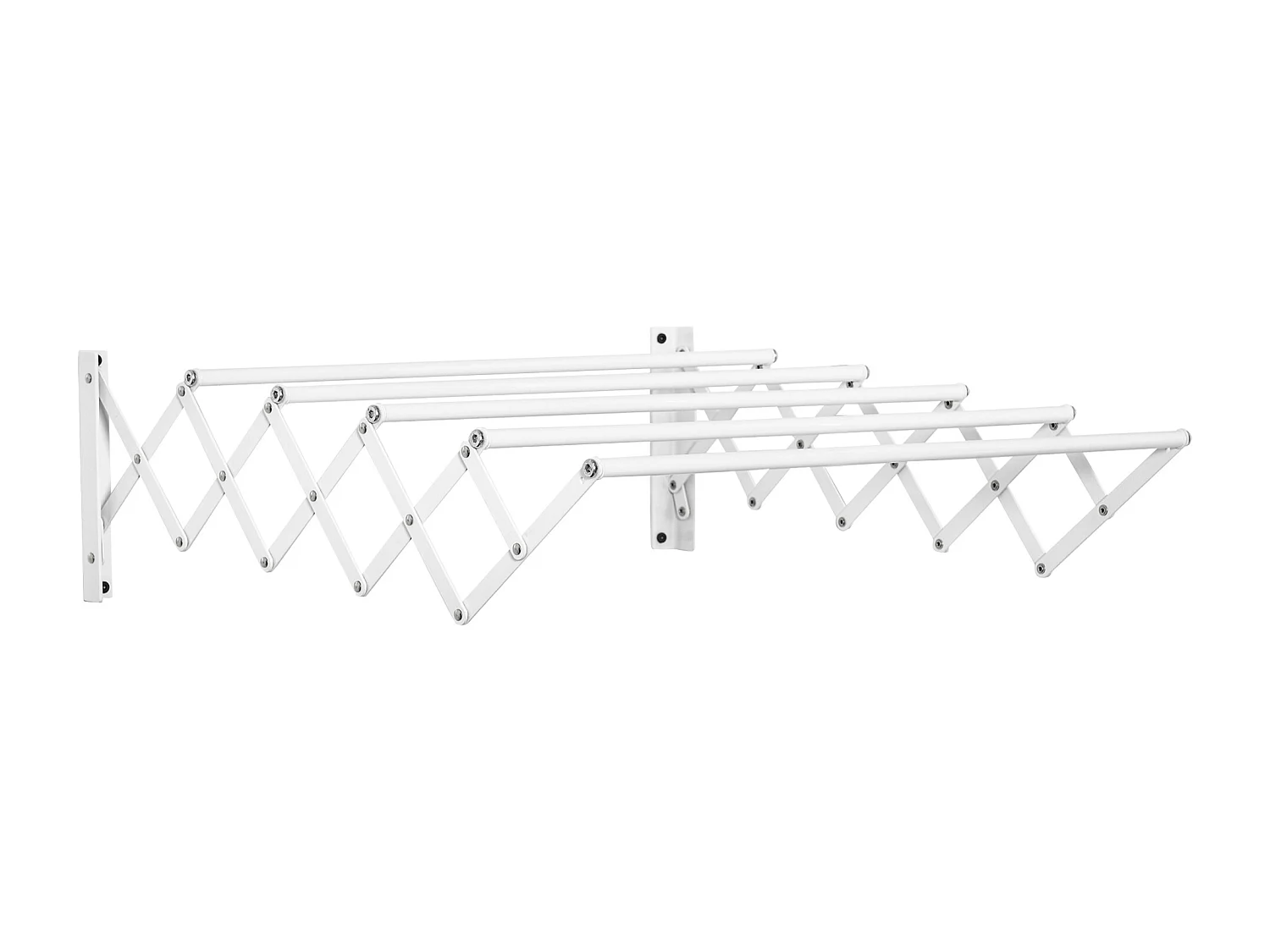 Stendibiancheria a parete retrattile pieghevole in metallo bianco