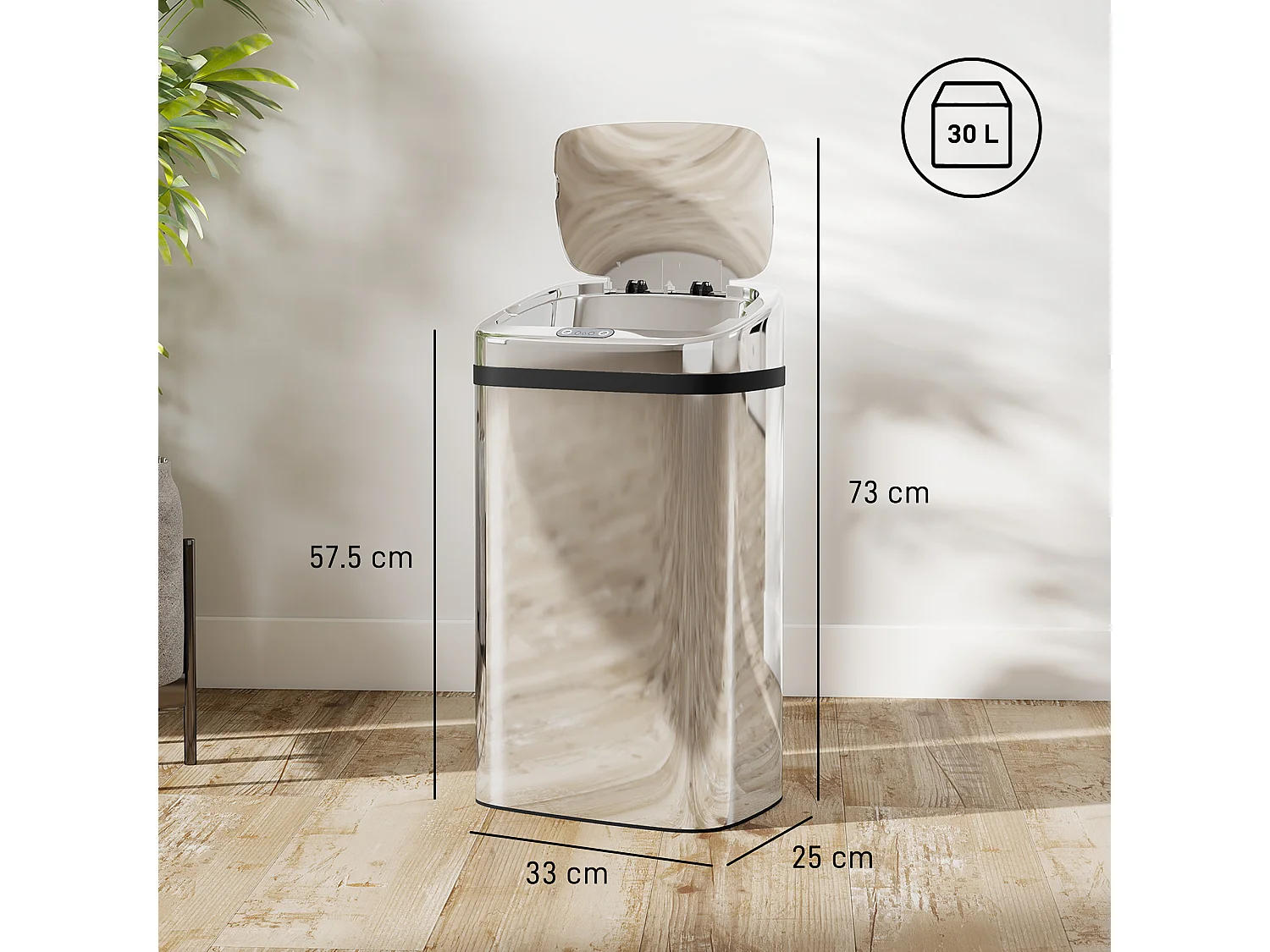 Bidone per rifiuti da 30 litri con apertura e chiusura automatica