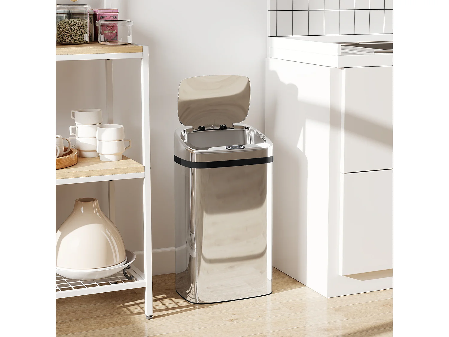 Bidone per rifiuti da 30 litri con apertura e chiusura automatica
