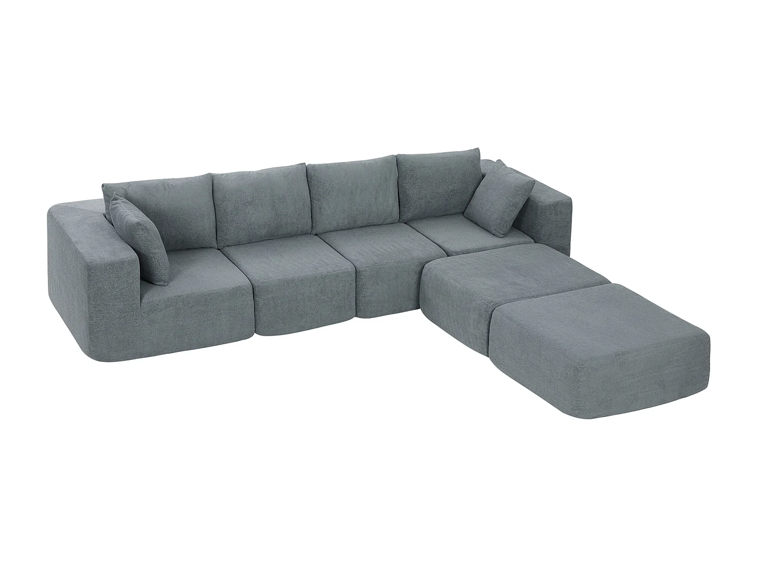 Divano modulabile ad angolo effetto velluto grigio scuro 294x165x70 cm