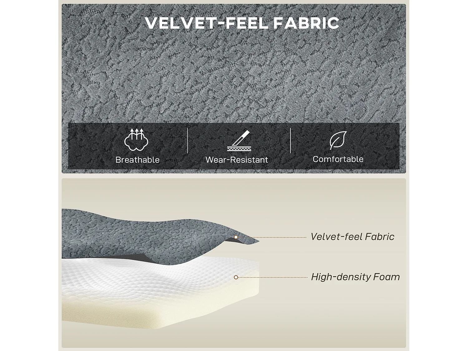 Divano modulabile ad angolo effetto velluto grigio scuro 294x165x70 cm