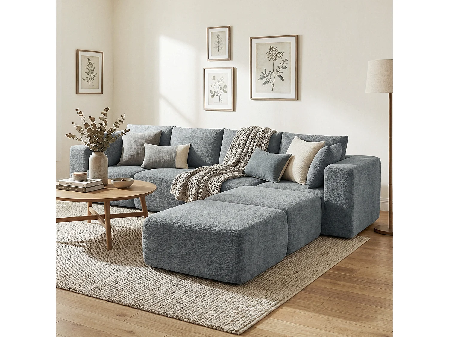 Divano modulabile ad angolo effetto velluto grigio scuro 294x165x70 cm