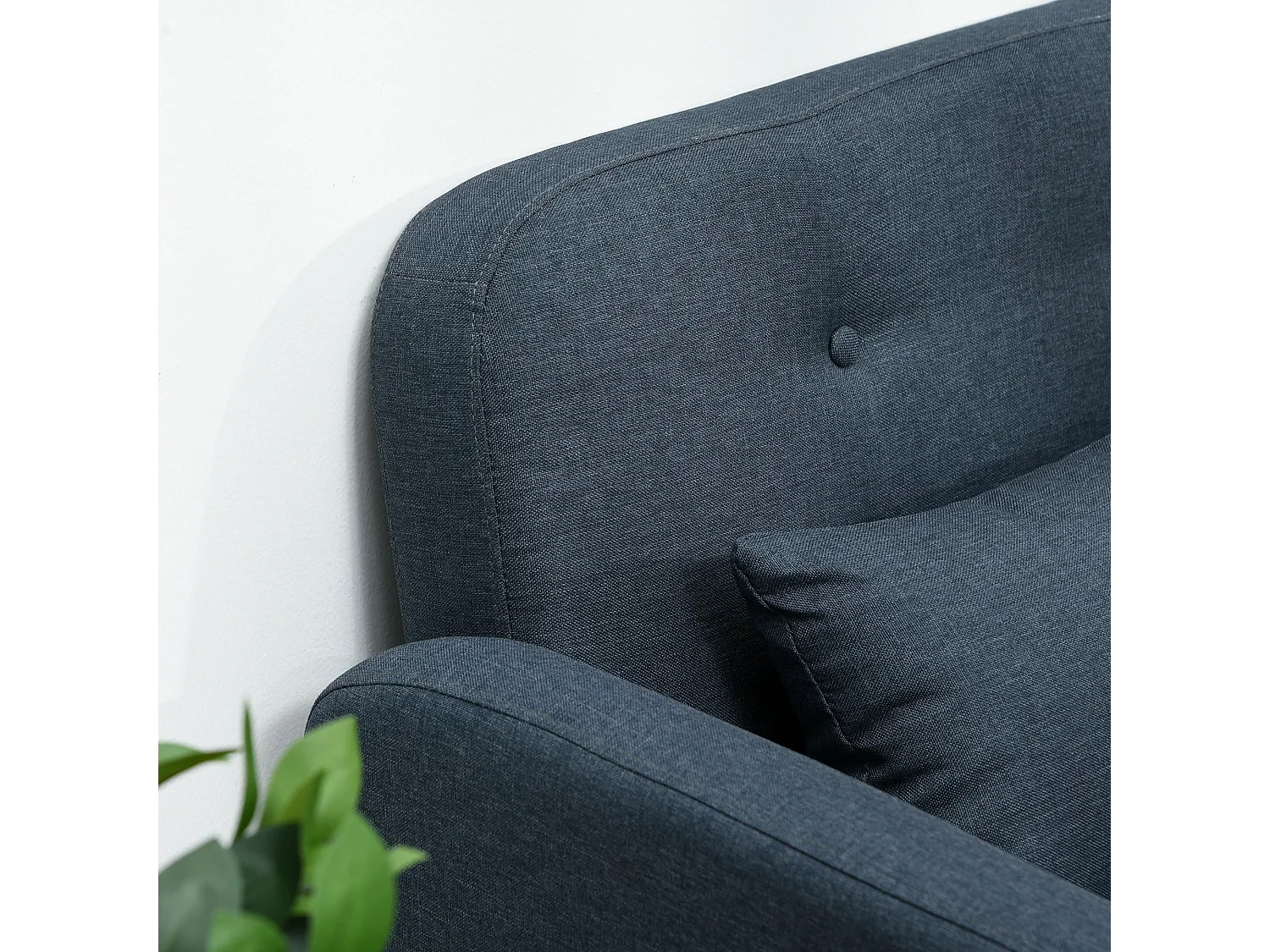 Divano 2 posti con 2 cuscini 135x74x82cm in tessuto blu scuro