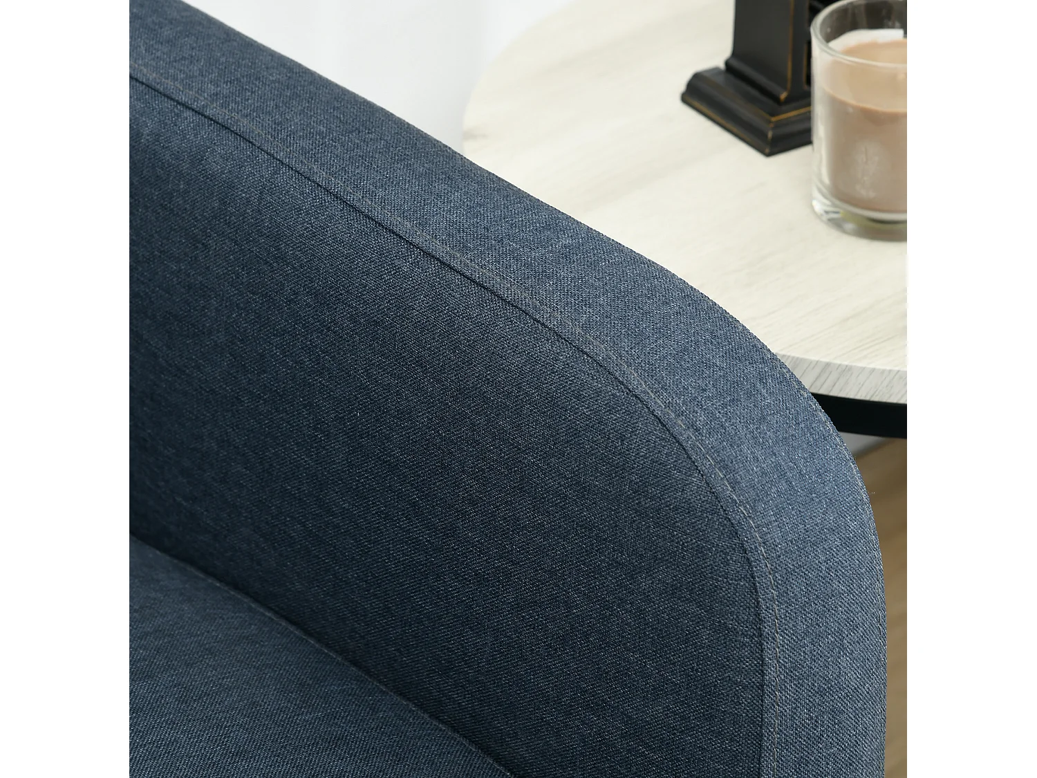 Divano 2 posti con 2 cuscini 135x74x82cm in tessuto blu scuro