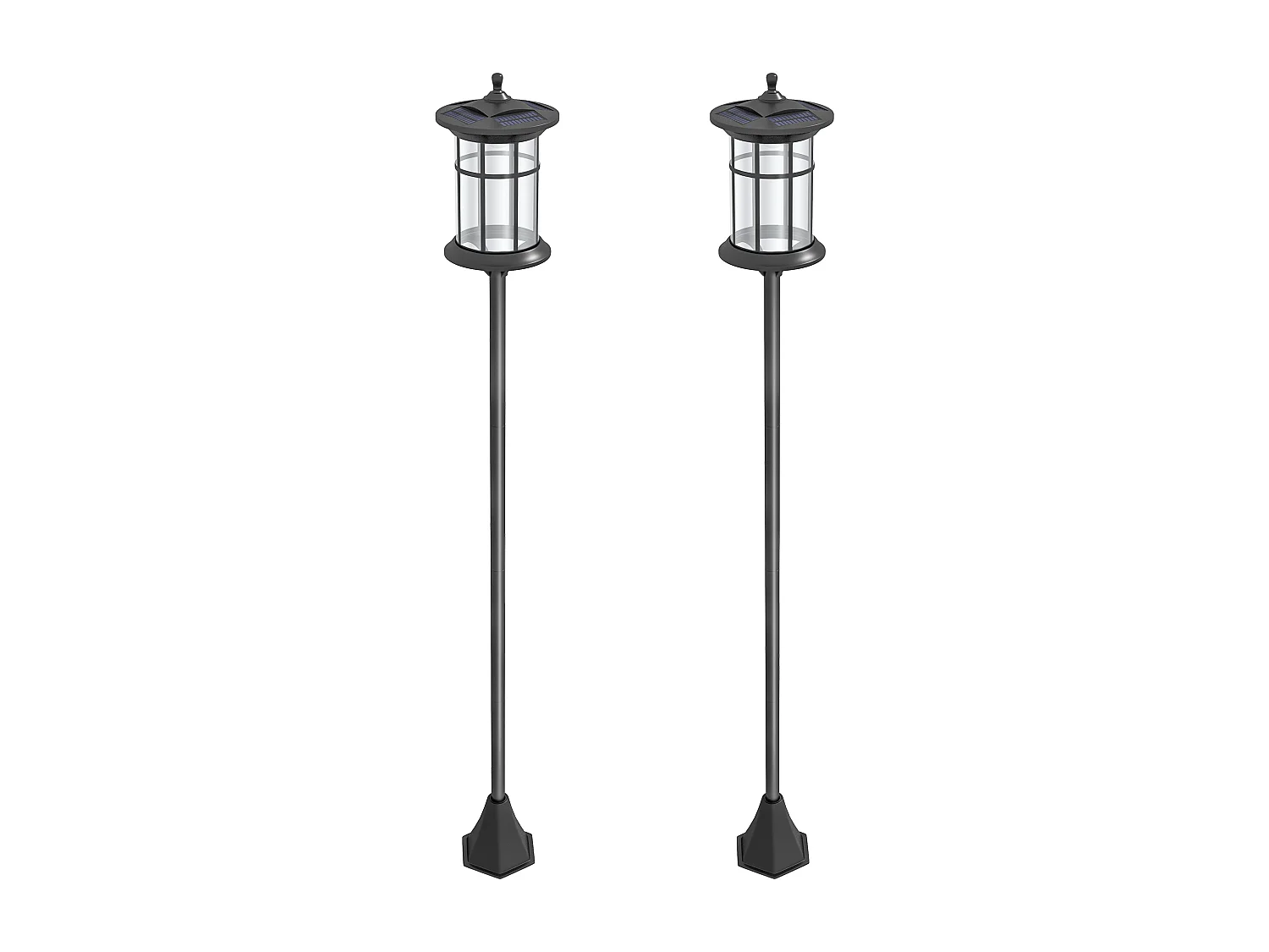 Set 2 lampioni solari in acciaio e abs 23.5x23.5x184 cm nero