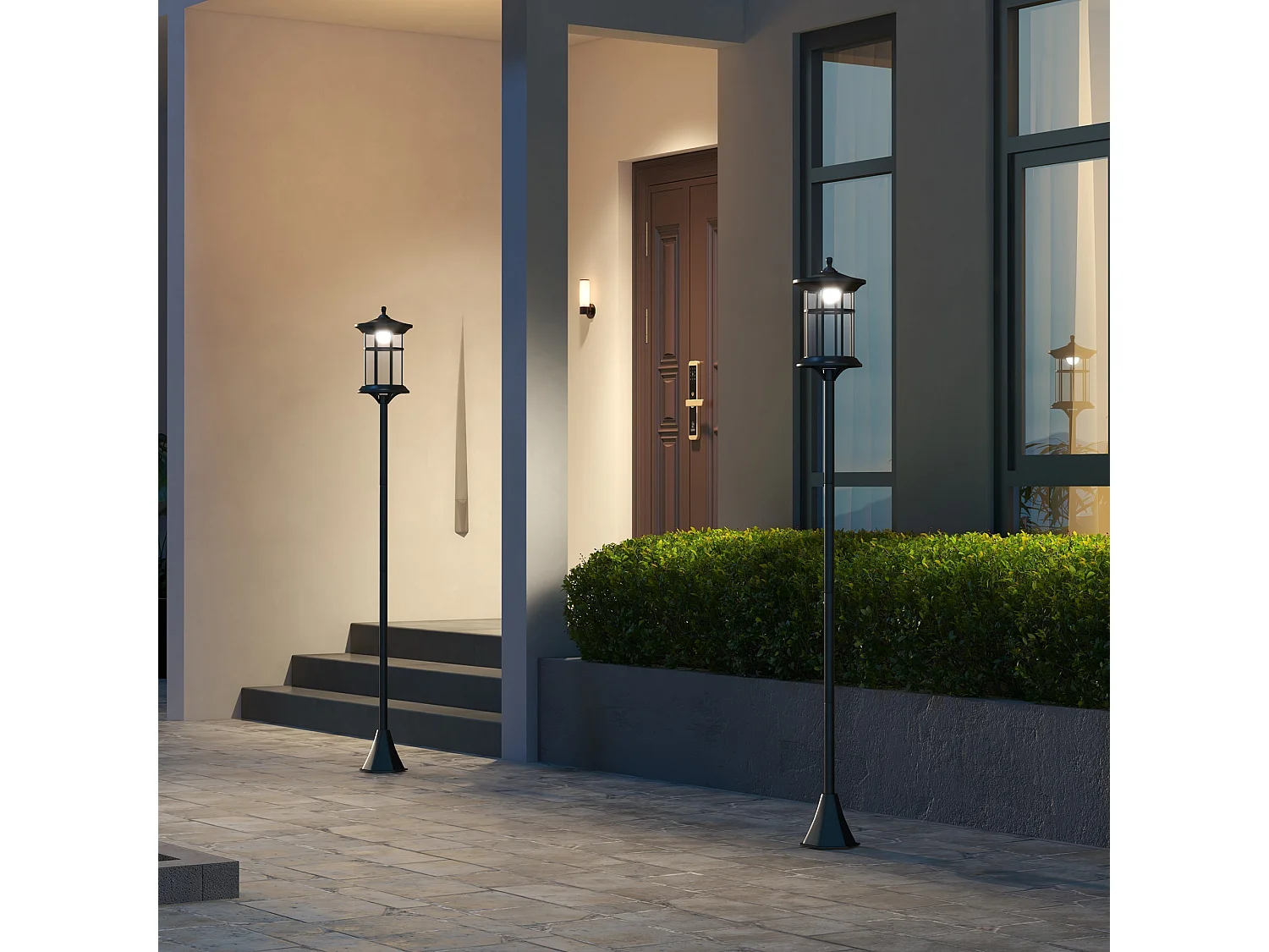 Set 2 lampioni solari in acciaio e abs 23.5x23.5x184 cm nero