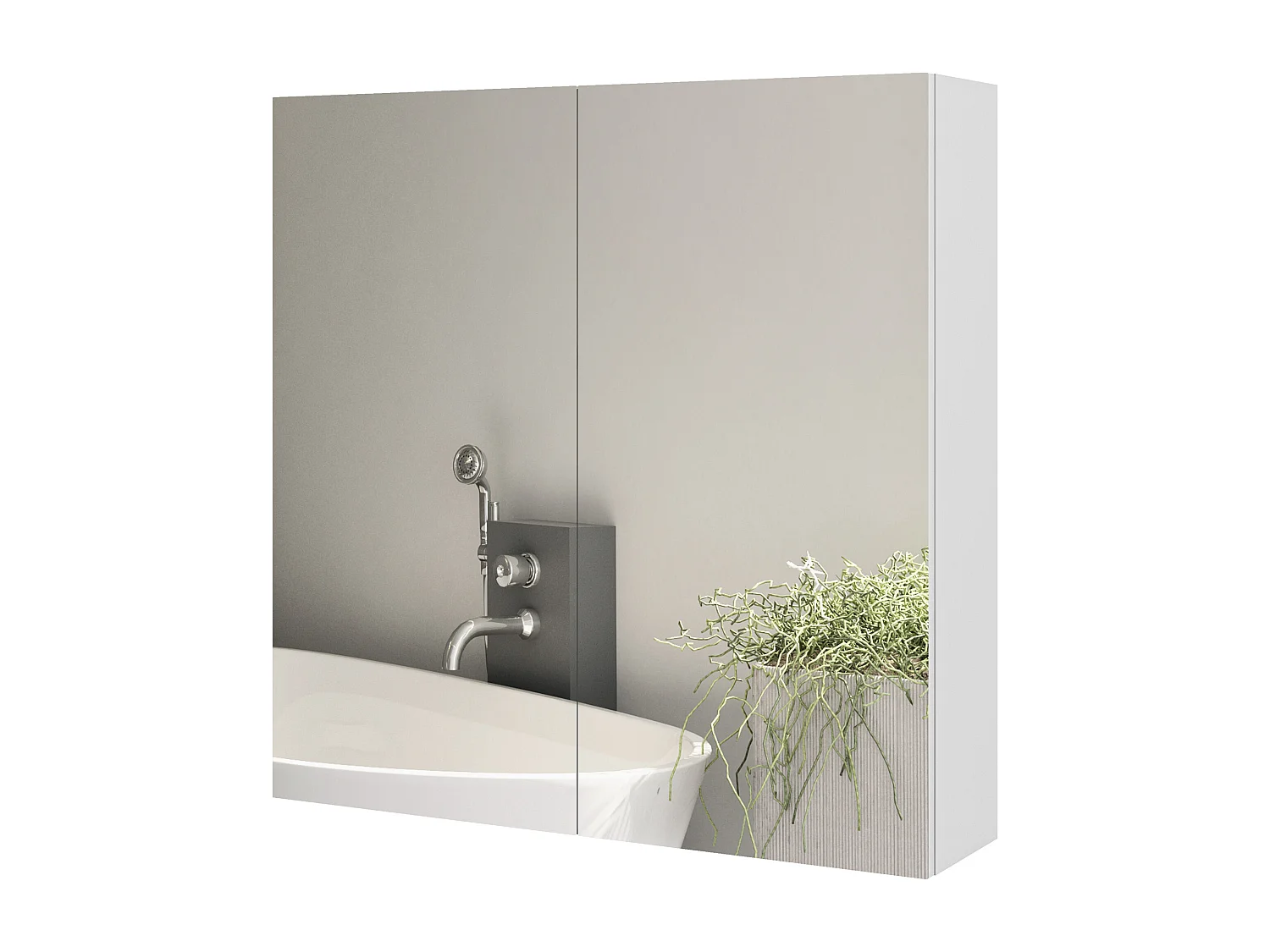 Armadietto a specchio a 3 ripiani interni 60x15x60 cm bianco