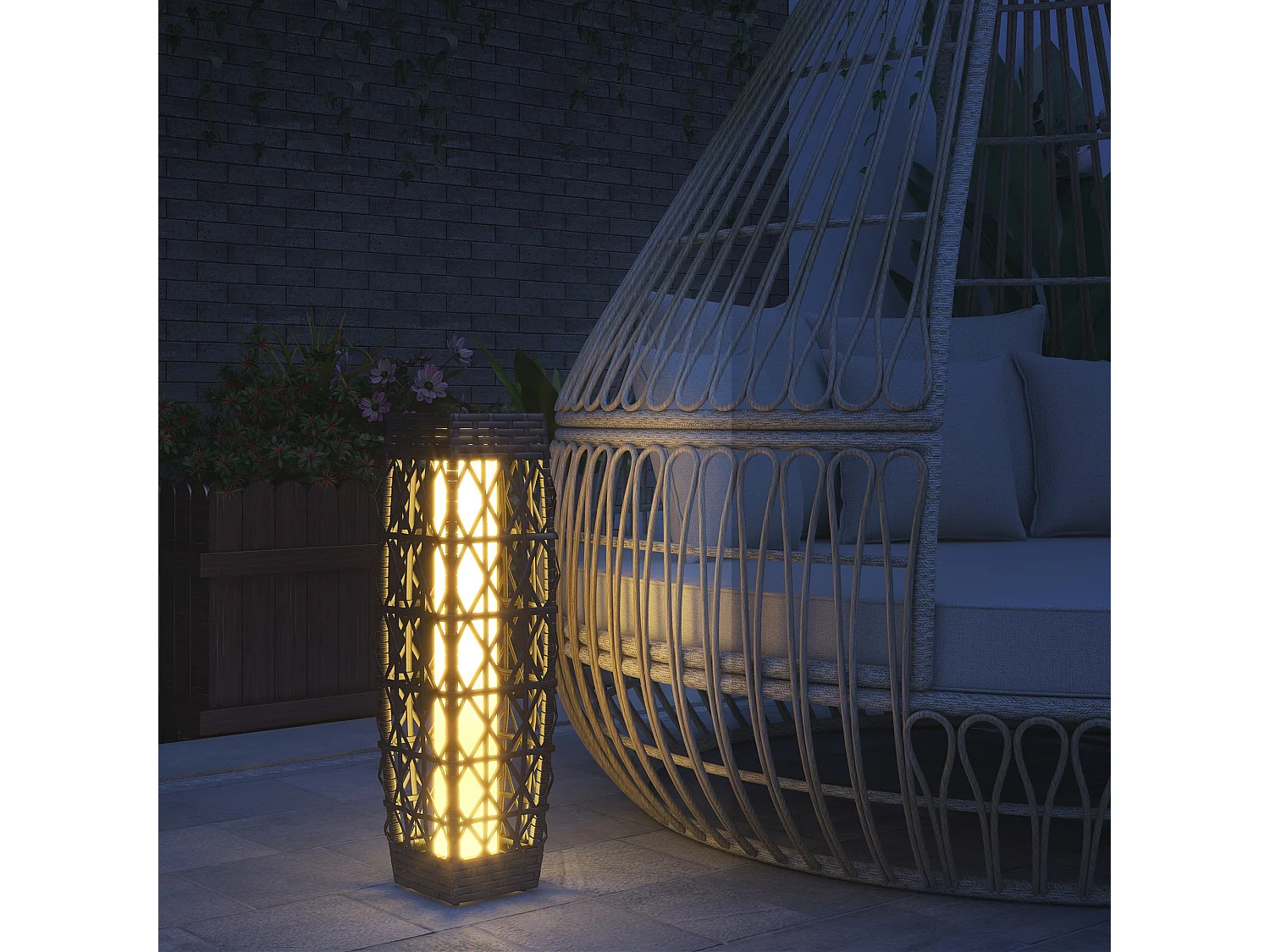 Lampada solare da giardino con illuminazione led 20x20x68 cm grigia