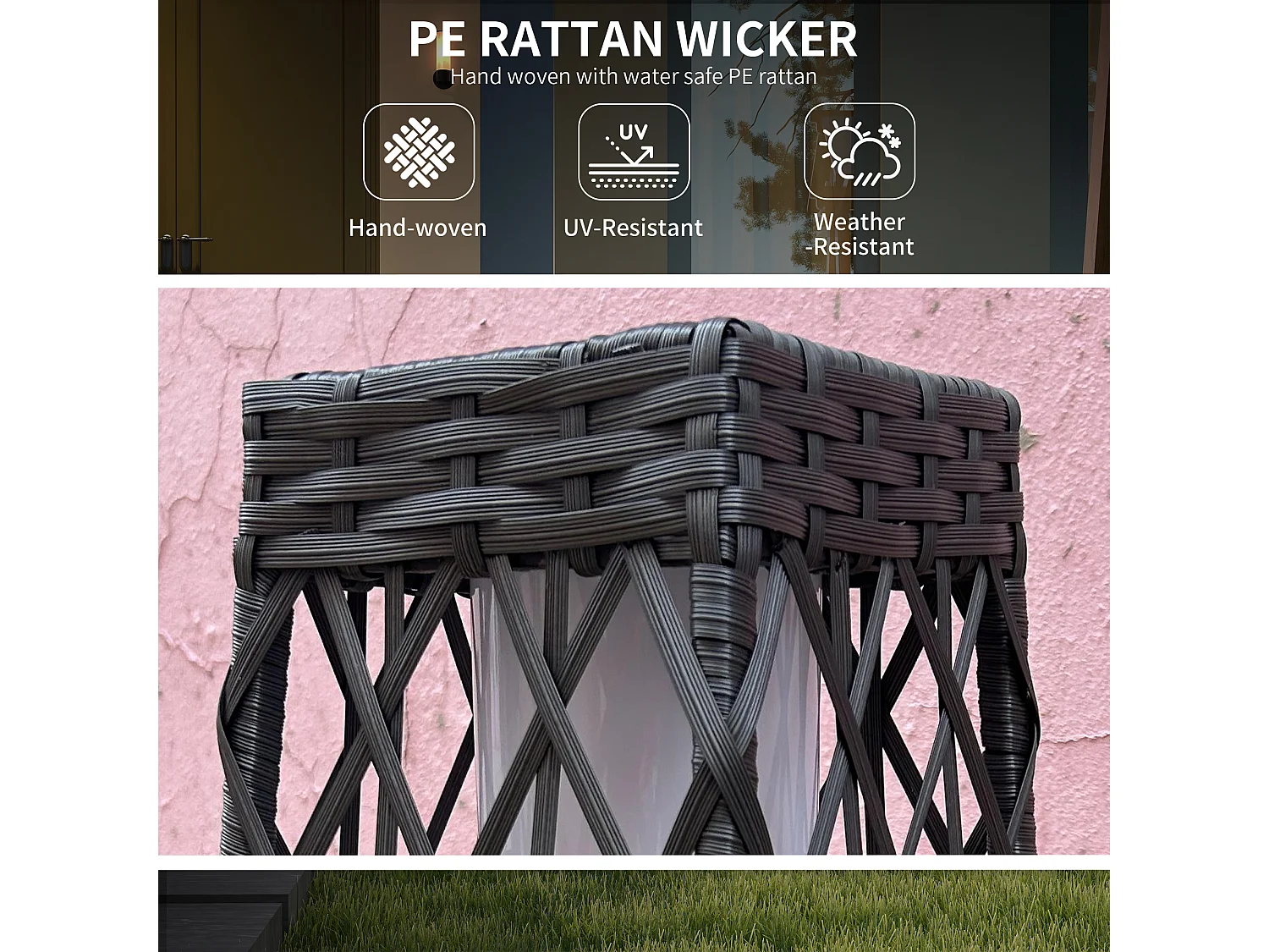 Lampada solare da giardino con illuminazione led 20x20x68 cm grigia