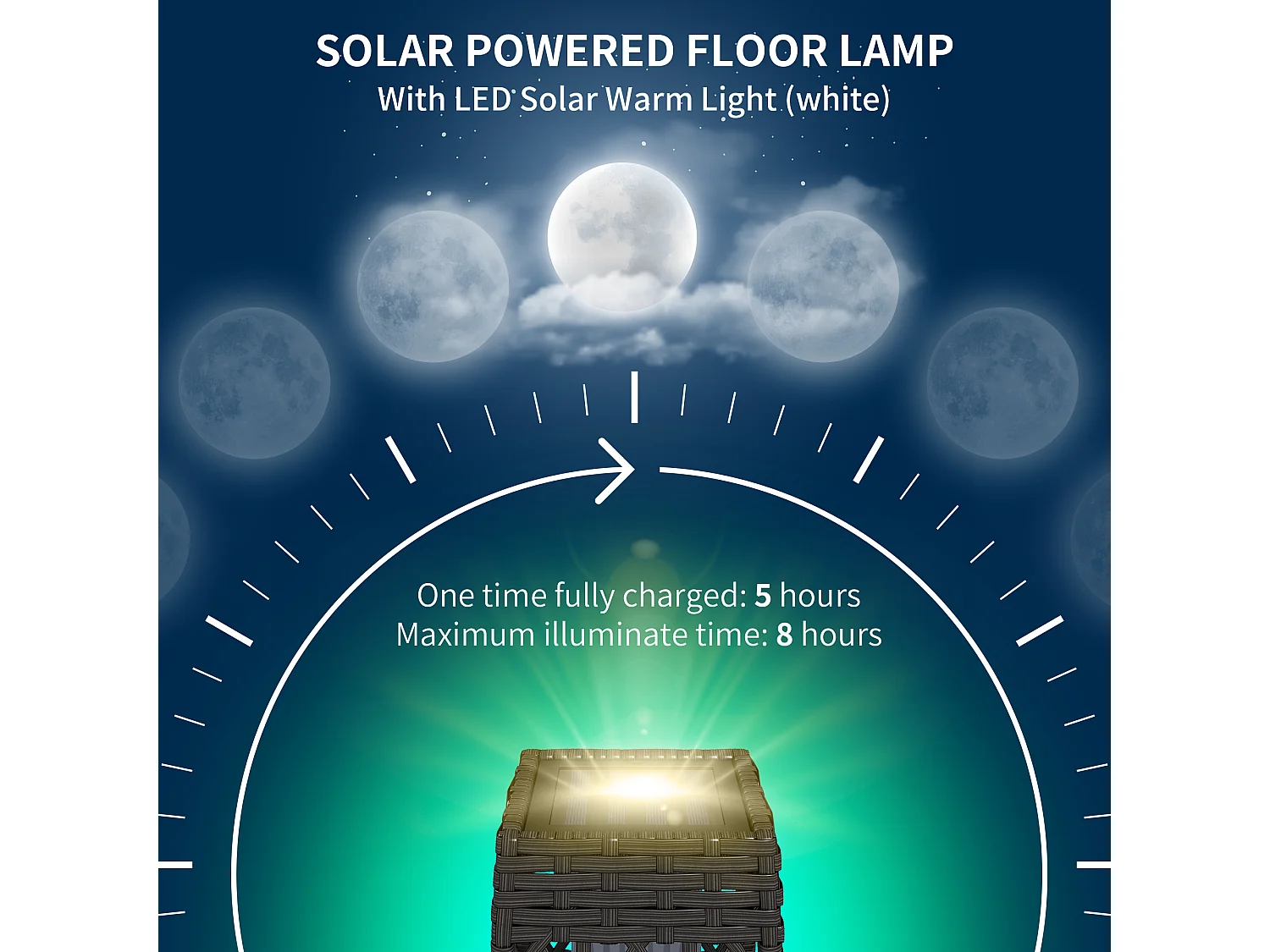 Lampada solare da giardino con illuminazione led 20x20x68 cm grigia