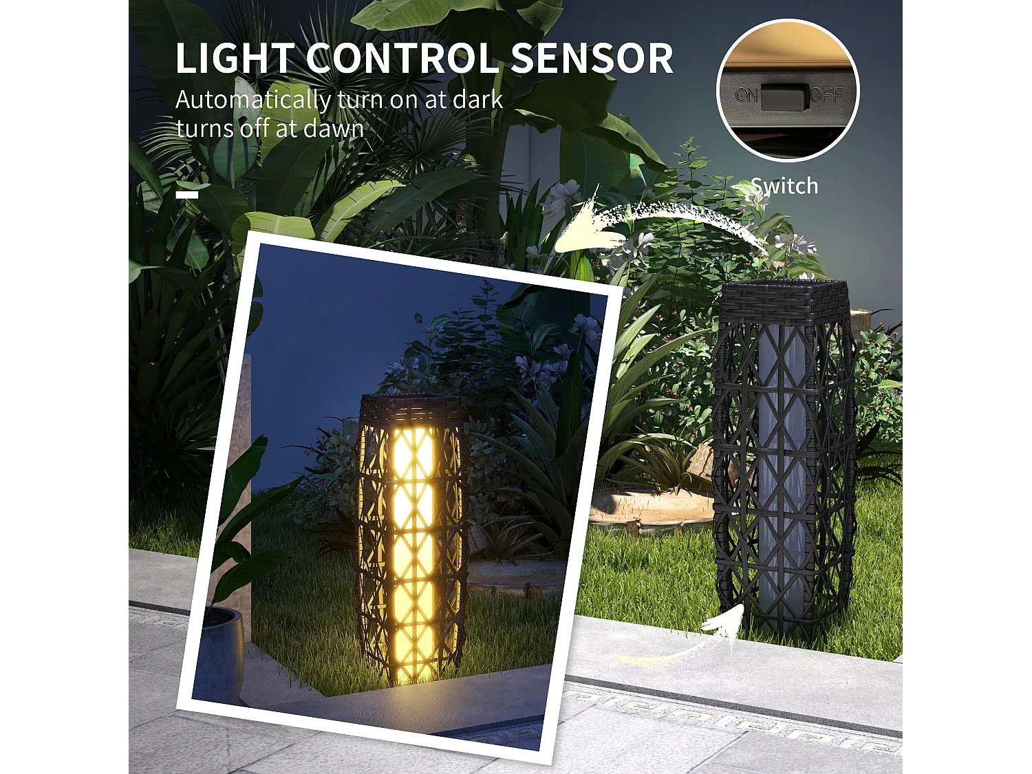 Lampada solare da giardino con illuminazione led 20x20x68 cm grigia