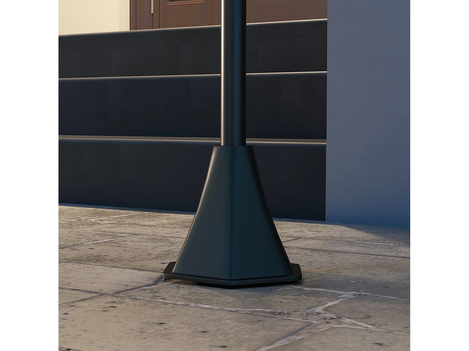 Lampione solare in pc e abs 17x17x127 cm nero autonomia 6h