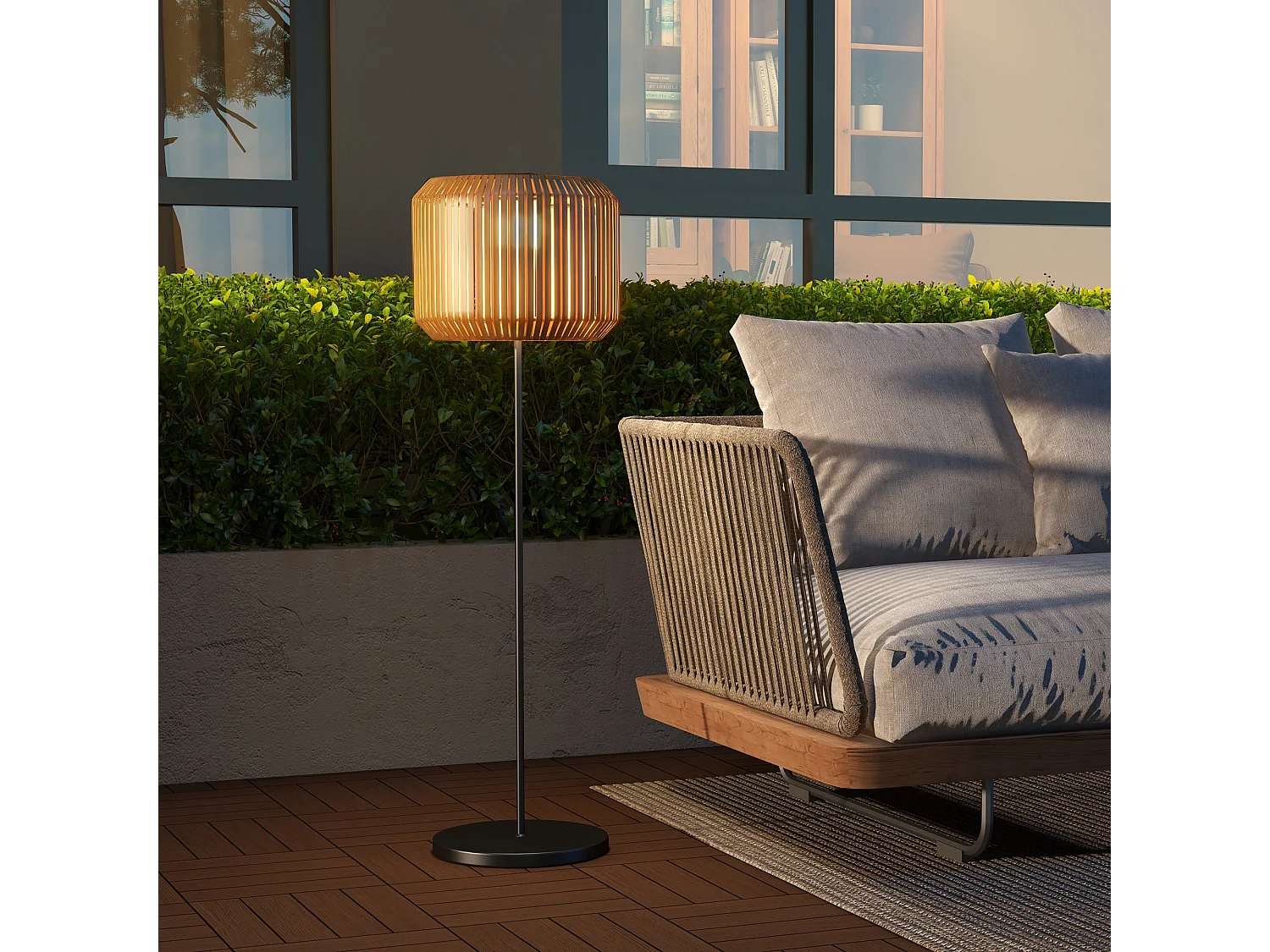 Lampada solare da giardino con illuminazione led Ø34x130 cm gialla