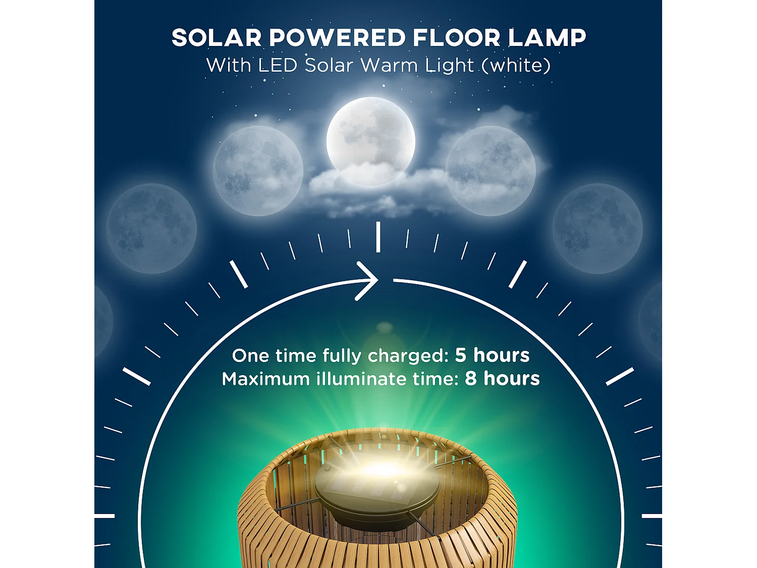 Lampada solare da giardino con illuminazione led Ø34x130 cm gialla