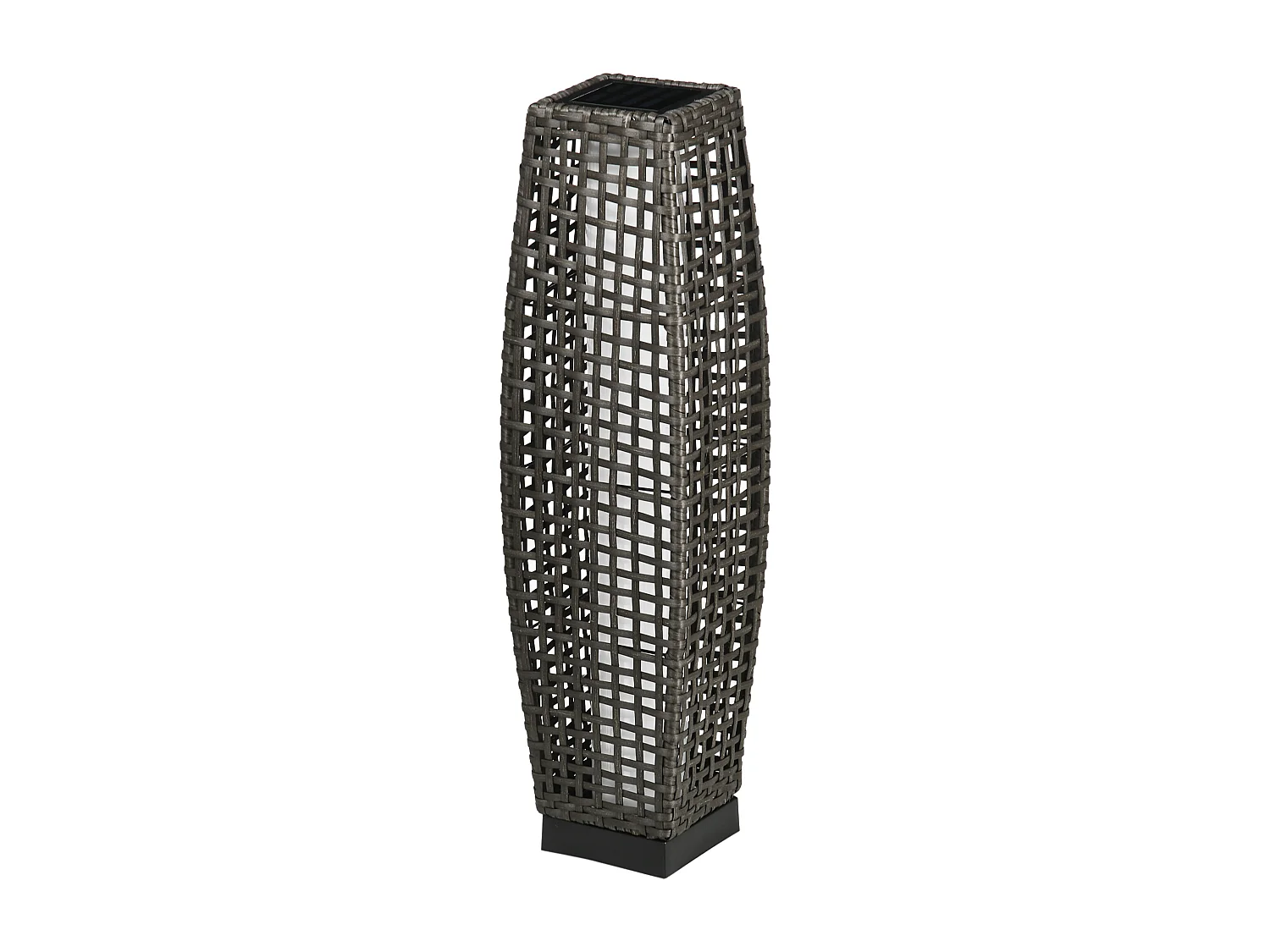 Lampada solare da giardino in acciaio e rattan nero e grigio