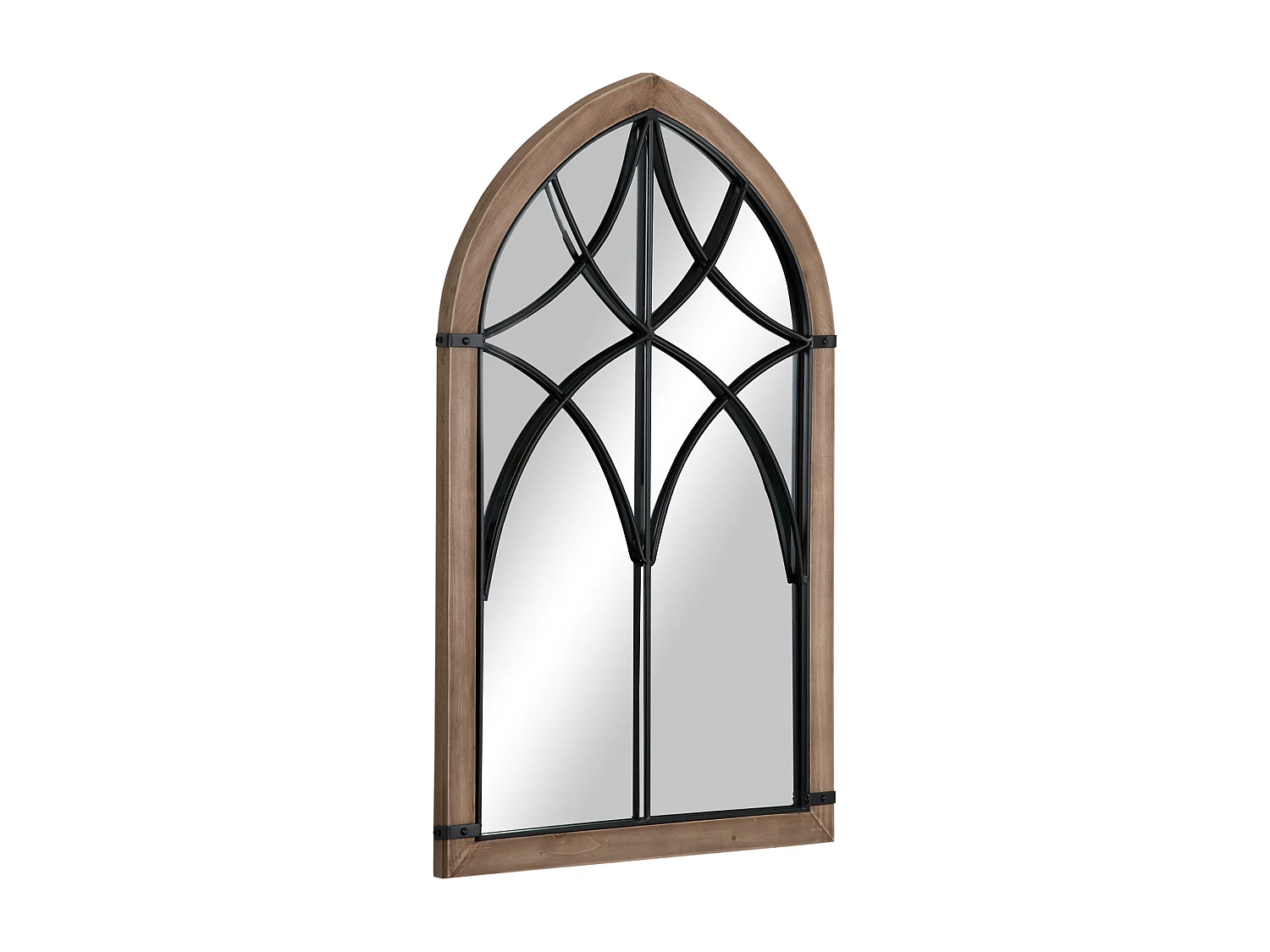 Specchio da parete ad arco 60x93 cm marrone e nero