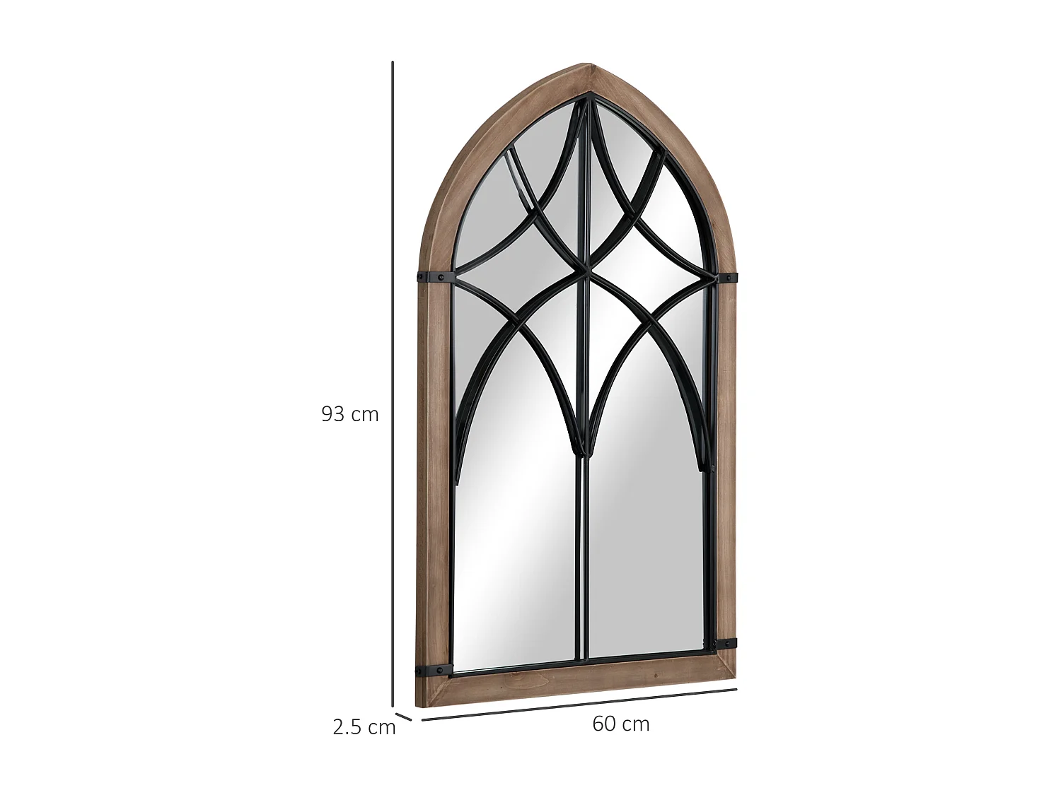 Specchio da parete ad arco 60x93 cm marrone e nero