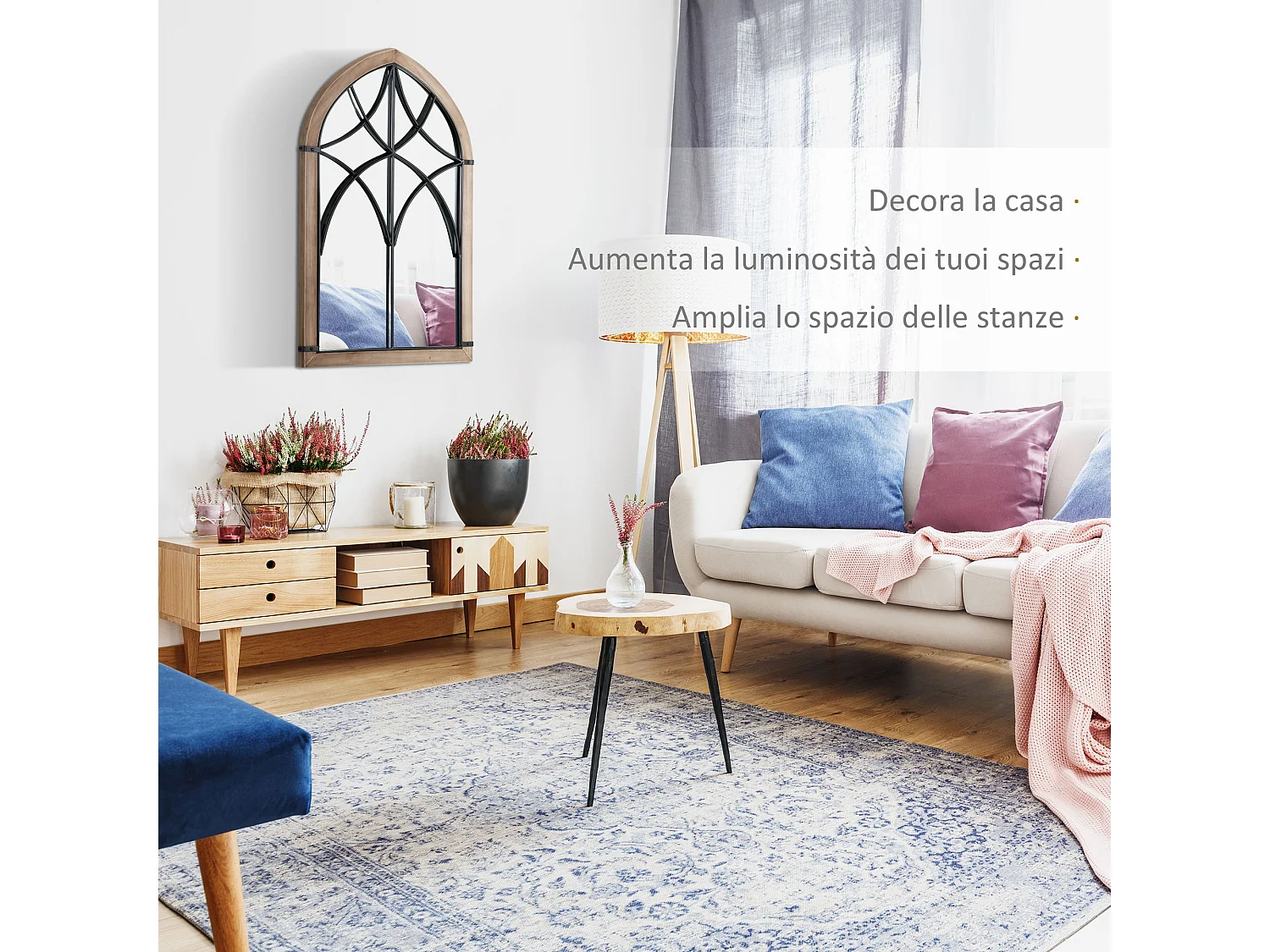 Specchio da parete ad arco 60x93 cm marrone e nero