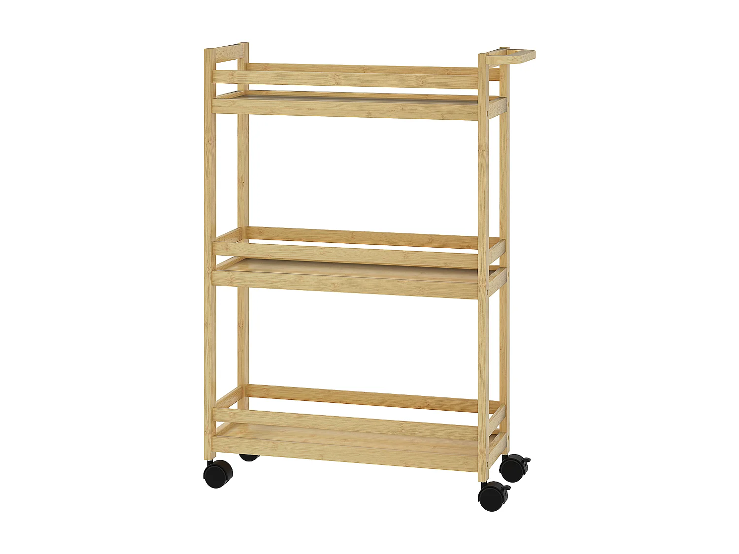 Scaffale bagno stretto salvaspazio a 3 ripiani in bambù naturale