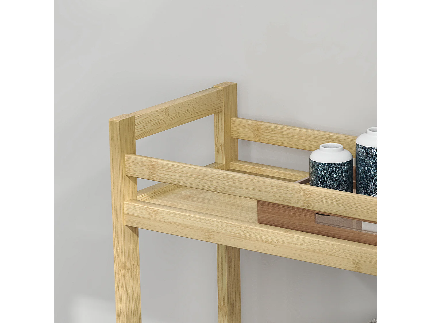 Scaffale bagno stretto salvaspazio a 3 ripiani in bambù naturale