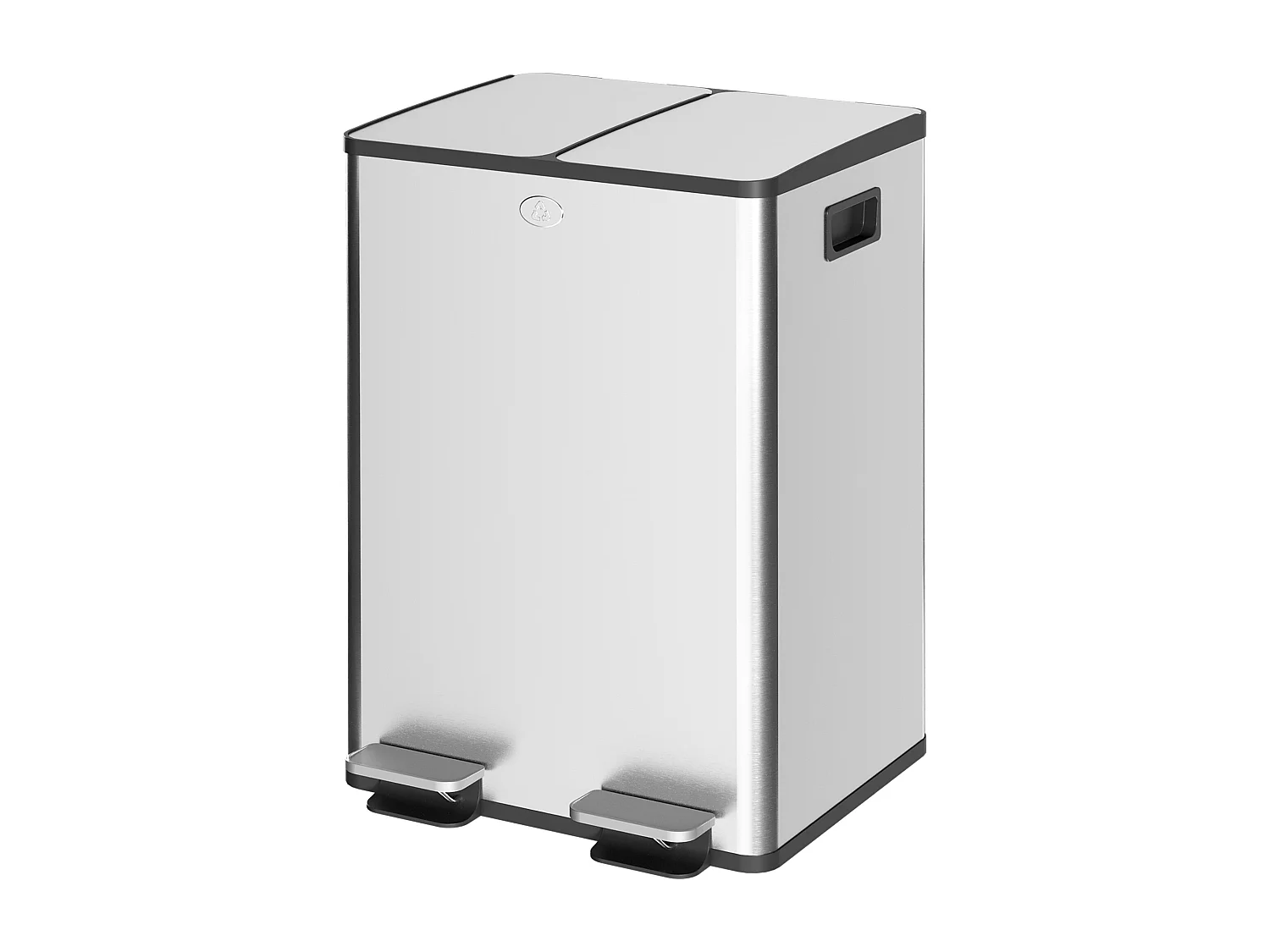 Pattumiera differenziata due scomparti in acciaio inox e pp argento