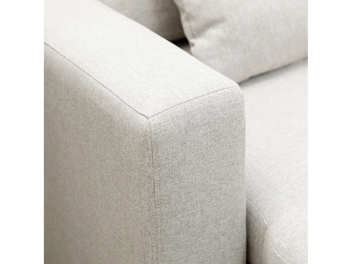 Divano letto angolare con penisola contenitore in tessuto crema