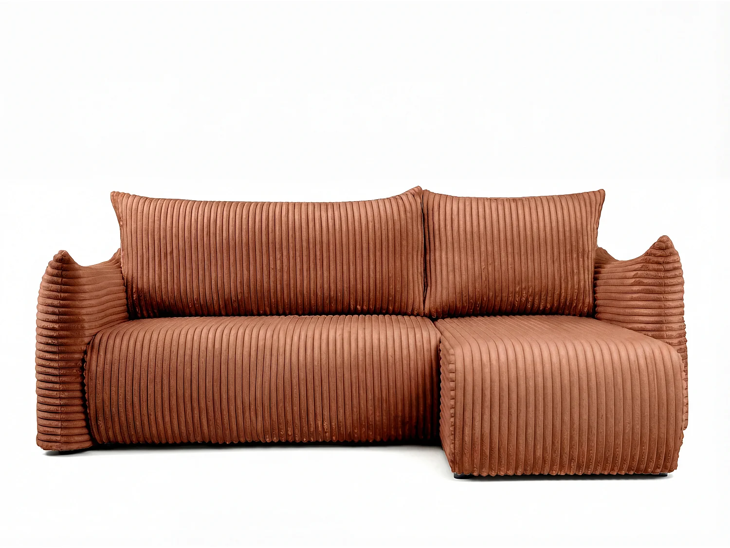 Canapé d'angle Floti mini, pour salon, avec fonction couchage, tissu Tilia, brique (52)