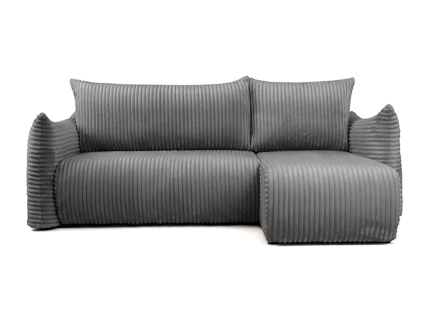 Canapé d'angle Floti mini, pour salon, avec fonction couchage, tissu Tilia, gris foncé (90)