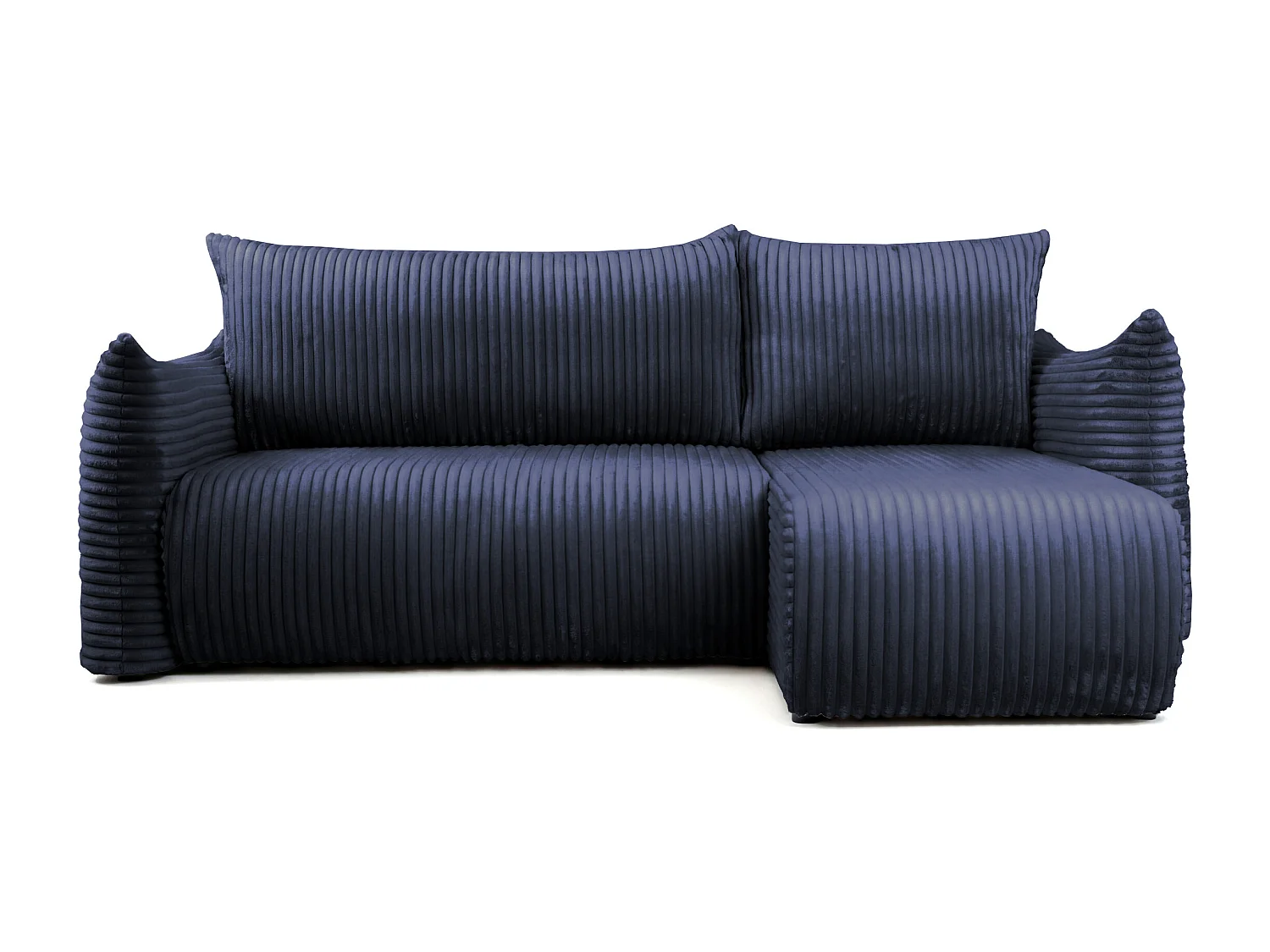 Canapé d'angle Floti mini, pour salon, avec fonction couchage, tissu Tilia, bleu marine (77)