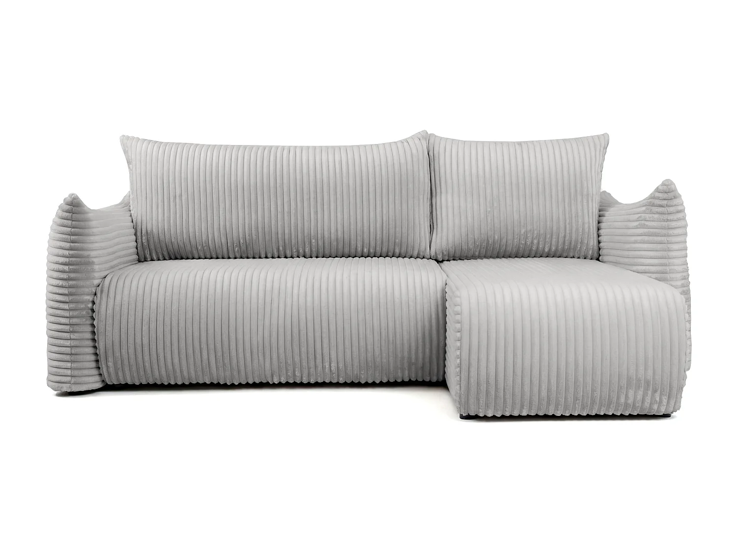 Canapé d'angle Floti mini, pour salon, avec fonction couchage, tissu Tilia, gris (86)
