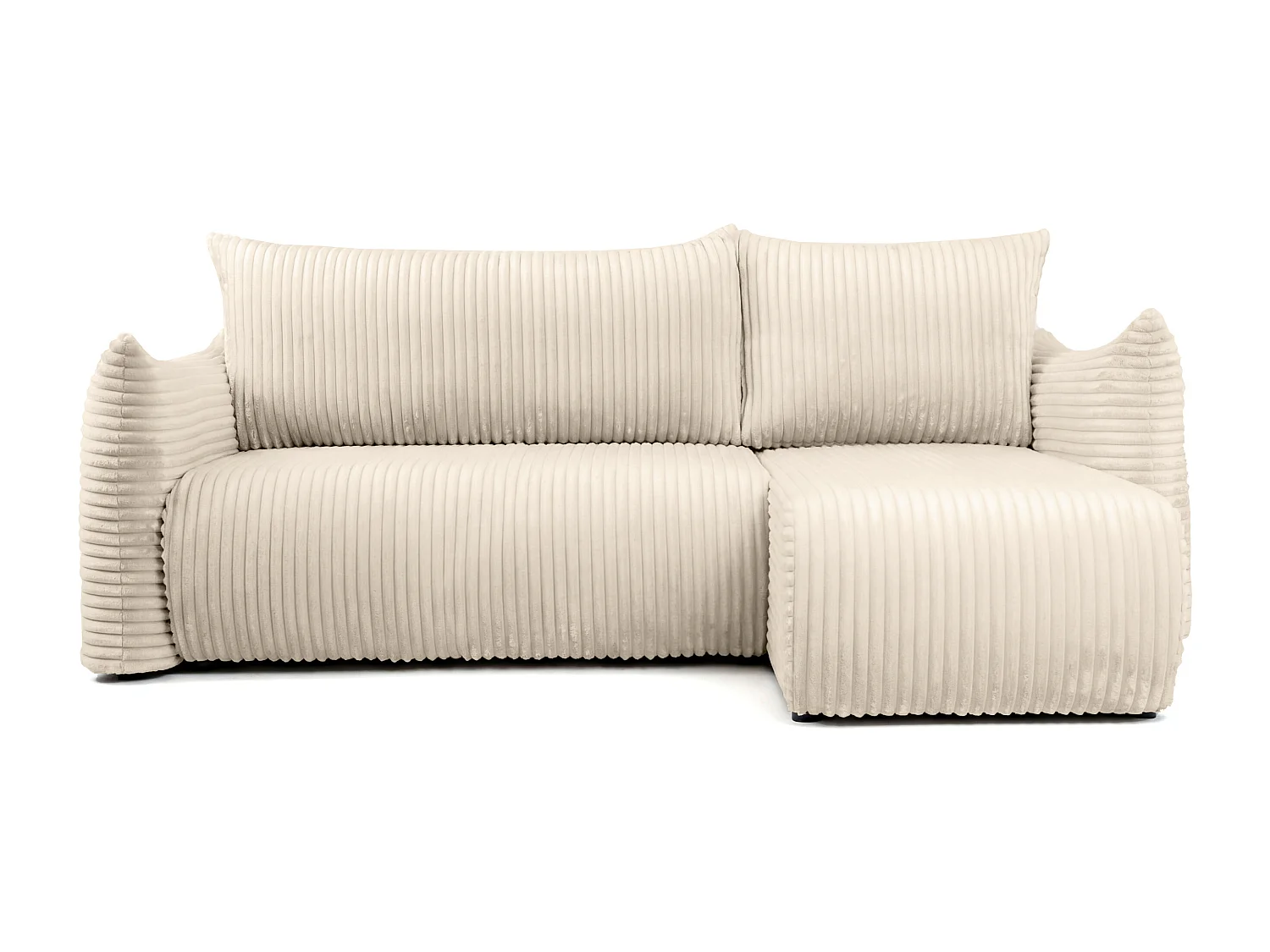 Canapé d'angle Floti mini, pour salon, avec fonction couchage, tissu Tilia, beige (03)