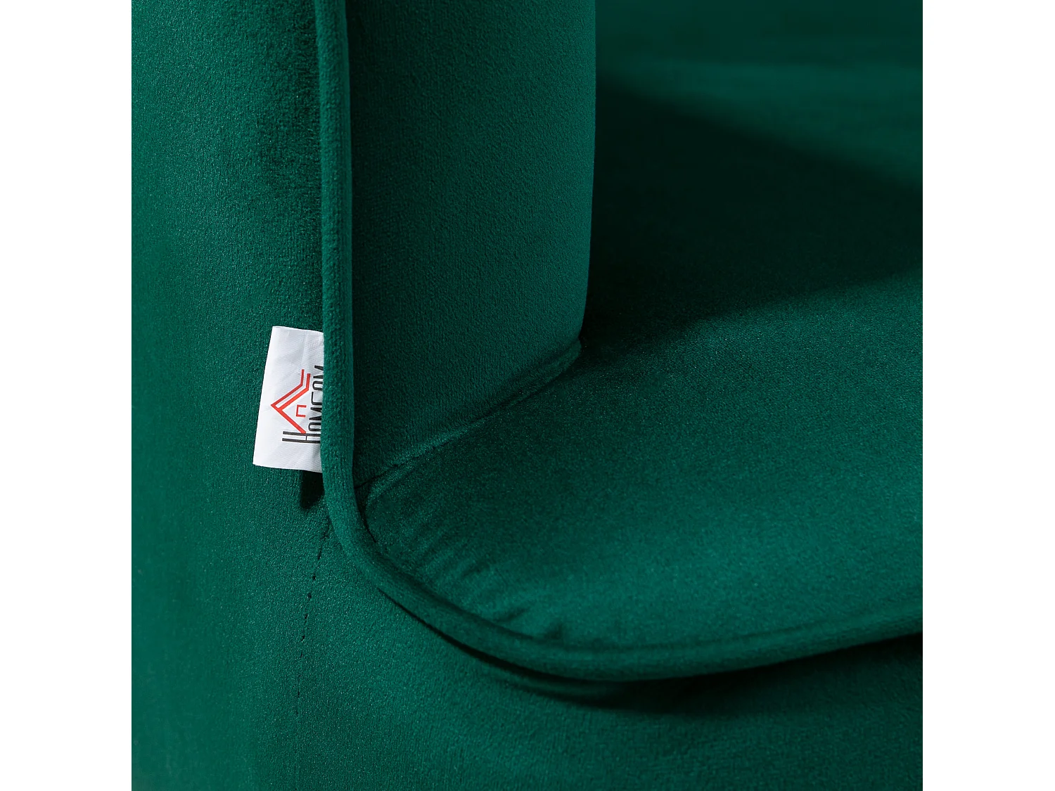 Poltrona in tessuto effetto velluto con gambe oro in acciaio verde