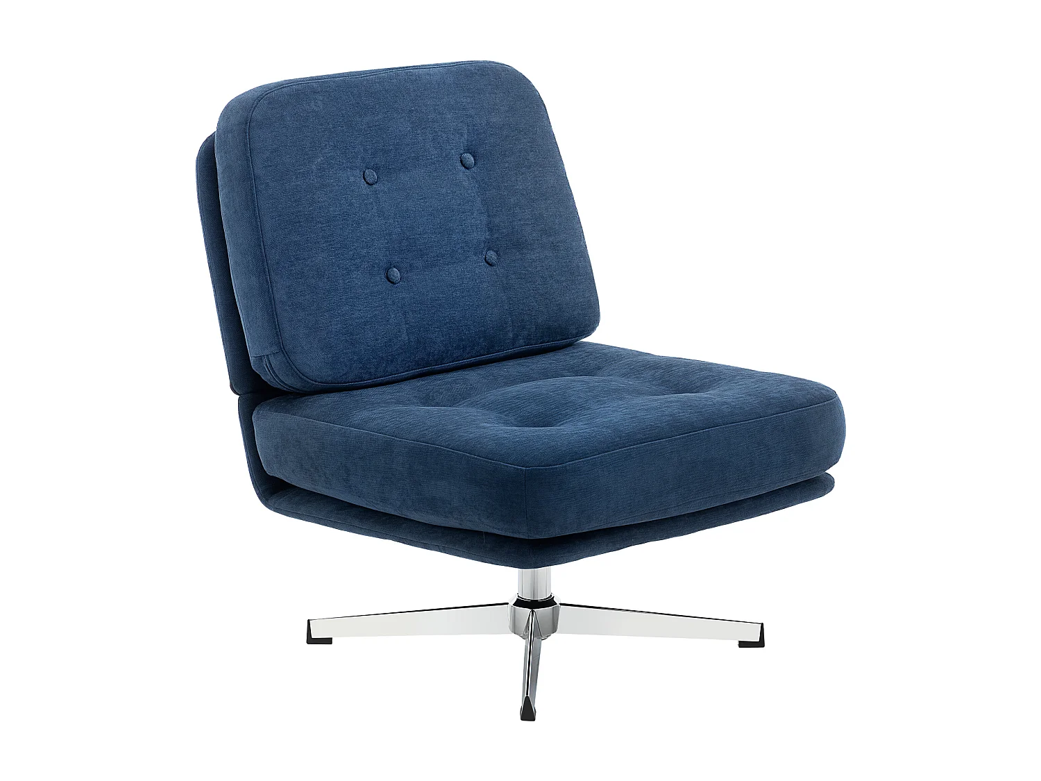 Poltrona girevole con seduta larga in chenille blu scuro