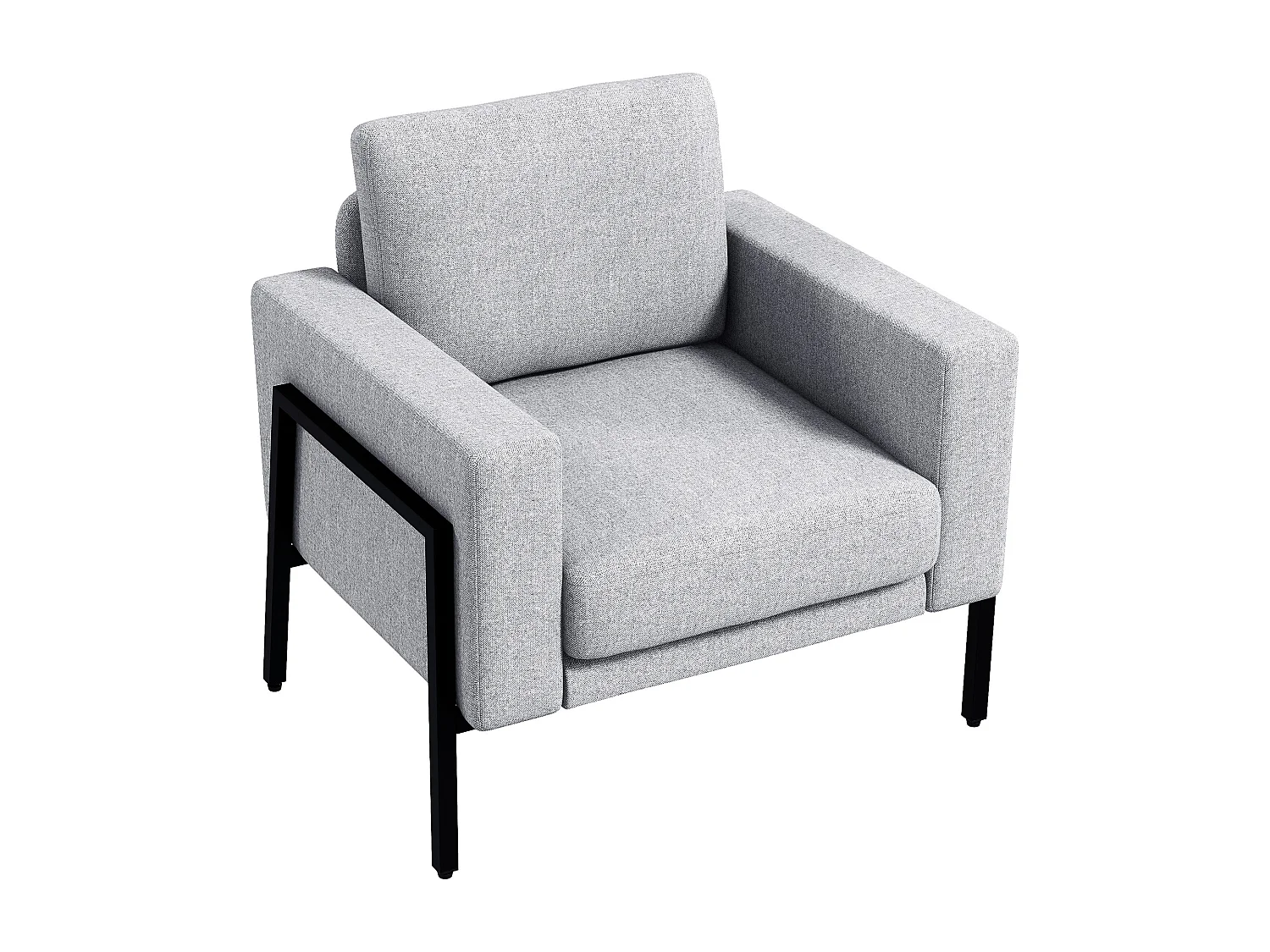 Poltroncina imbottita con cuscini per seduta e schienale grigio chiaro