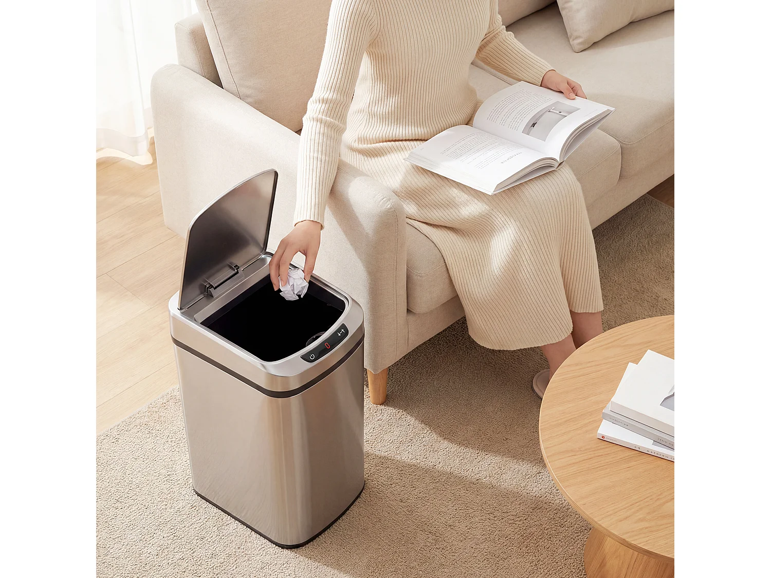 Cestino rifiuti da 12l a infrarossi in acciaio inox 28x22x41cm argento