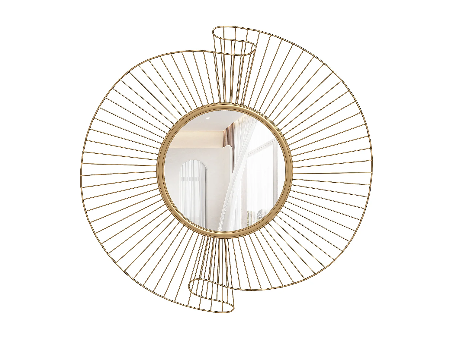 Specchio da parete rotondo moderno 60x60 cm in metallo dorato