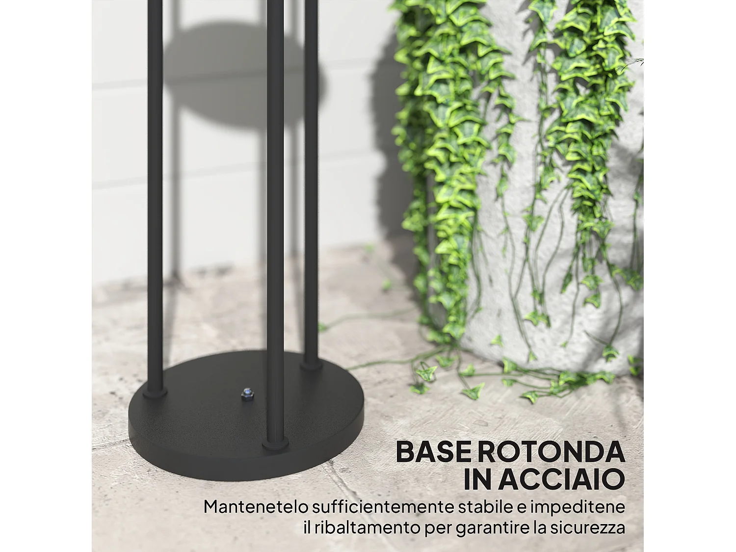 Lampada da esterno solare a 3 luci con ripiano centrale nero e giallo