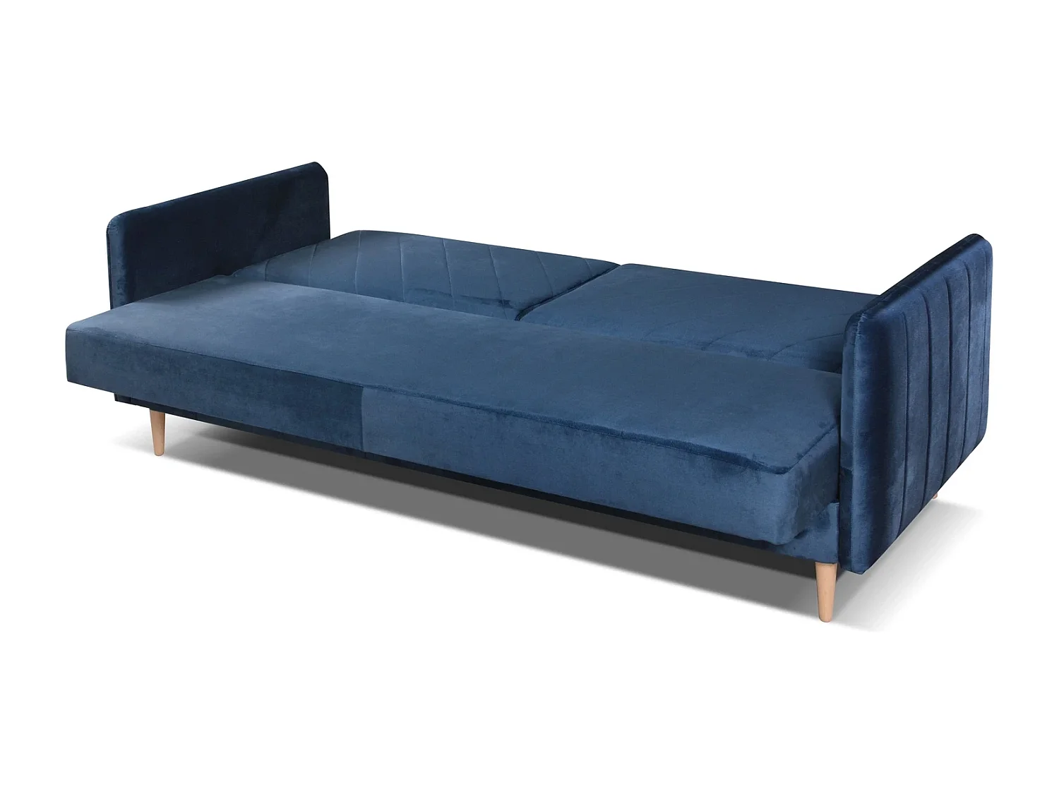 Canapé Clic-Clac Vesto - Velours Bleu Monolith 77 - Coffre de Rangement