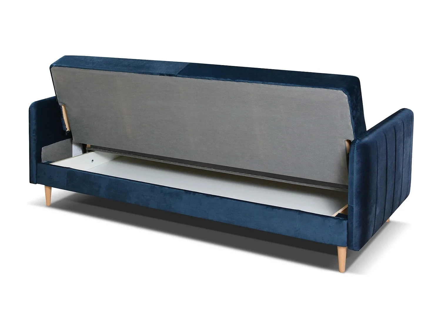 Canapé Clic-Clac Vesto - Velours Bleu Monolith 77 - Coffre de Rangement