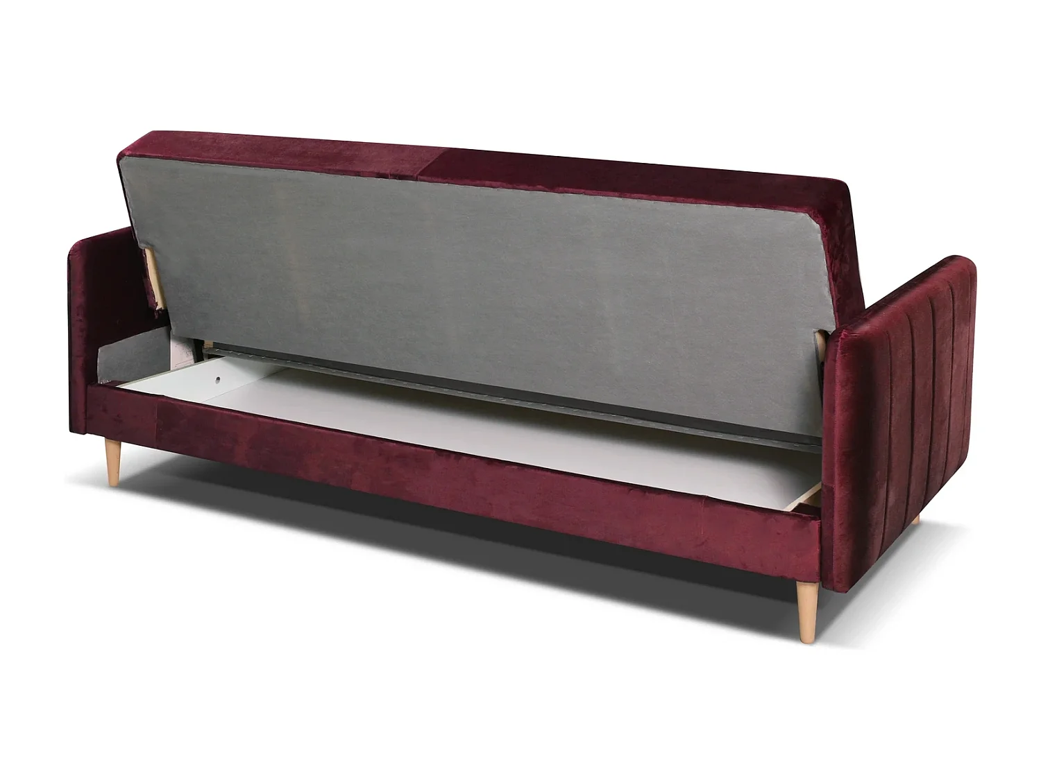 Canapé Clic-Clac Vesto - Velours Rouge Monolith 59 - Coffre de Rangement