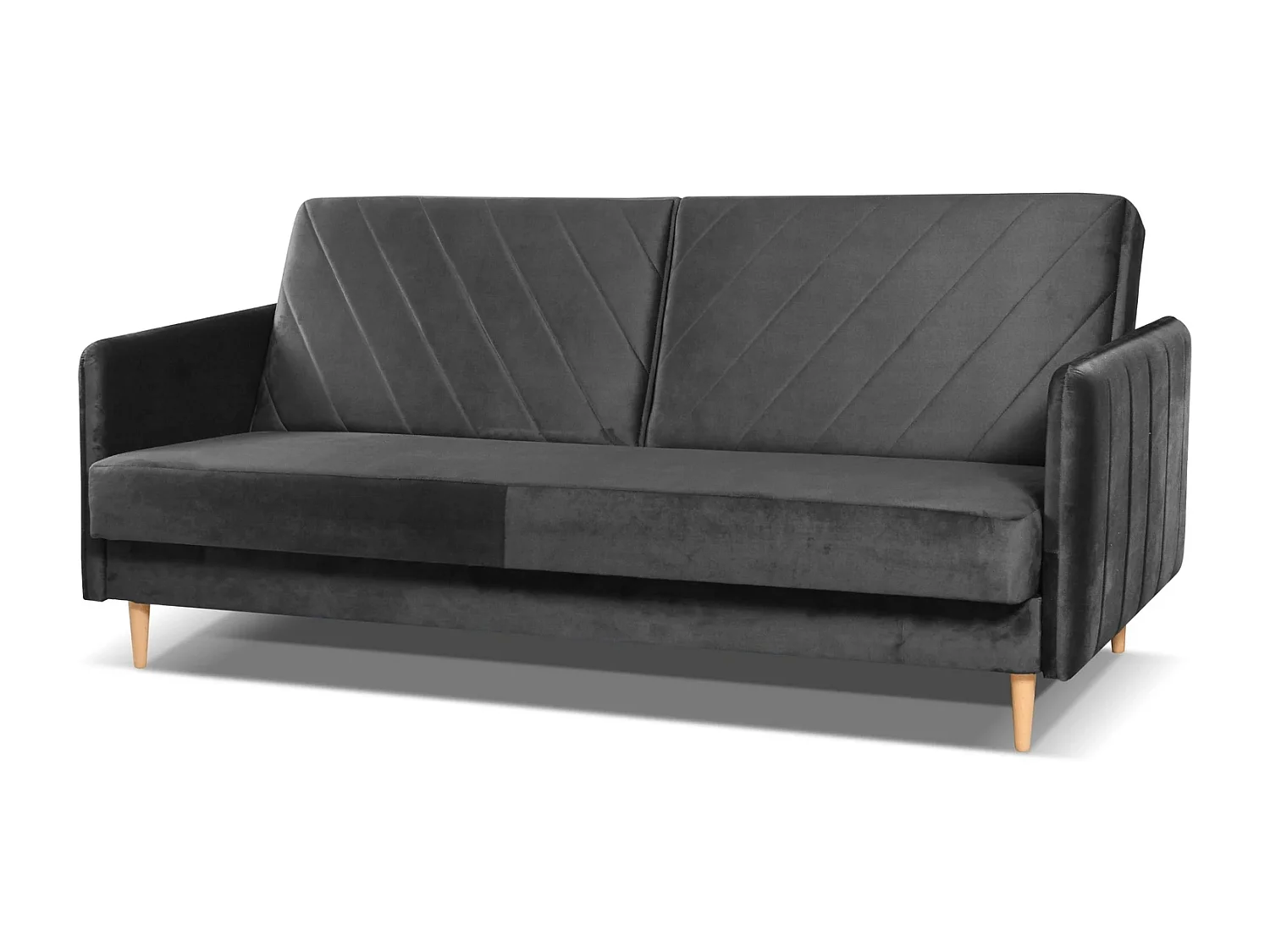 Canapé Clic-Clac Vesto - Velours Gris Monolith 92 - Coffre de Rangement