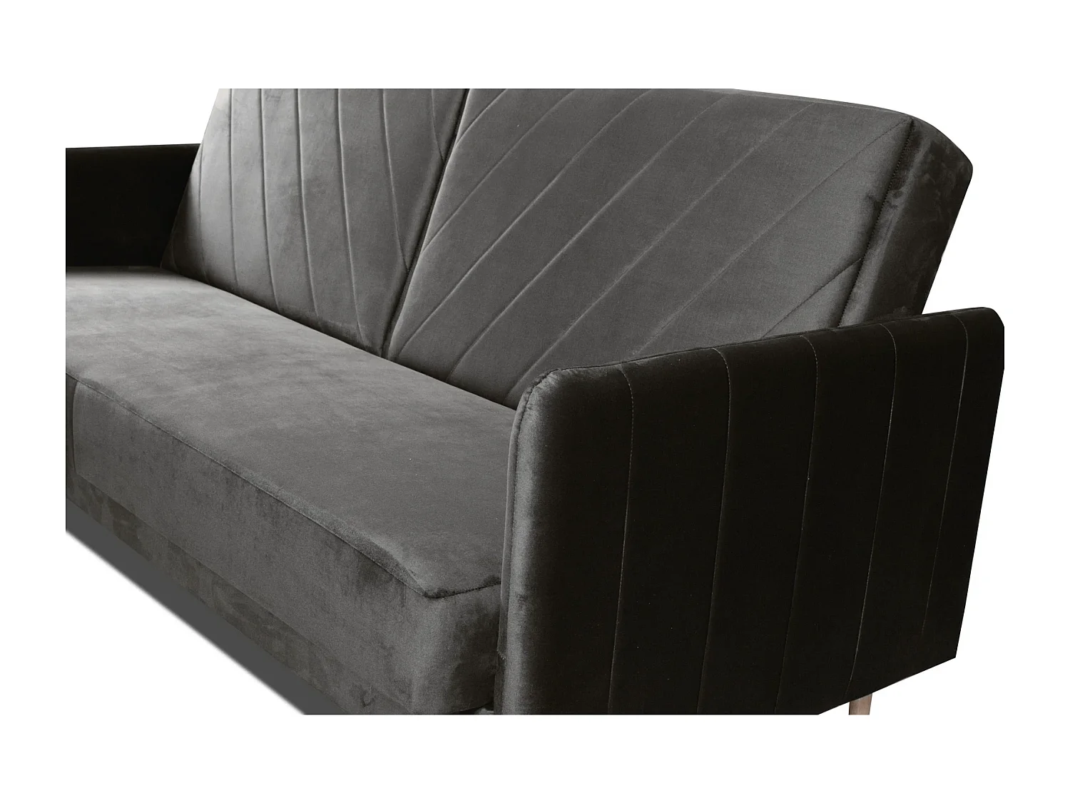 Canapé Clic-Clac Vesto - Velours Gris Monolith 92 - Coffre de Rangement