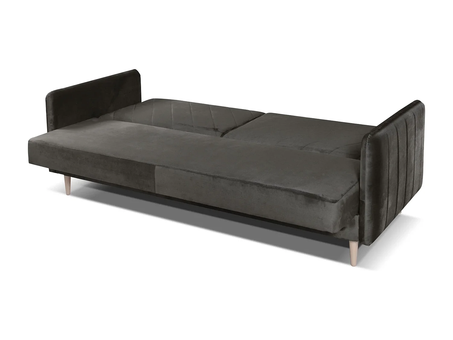 Canapé Clic-Clac Vesto - Velours Gris Monolith 92 - Coffre de Rangement