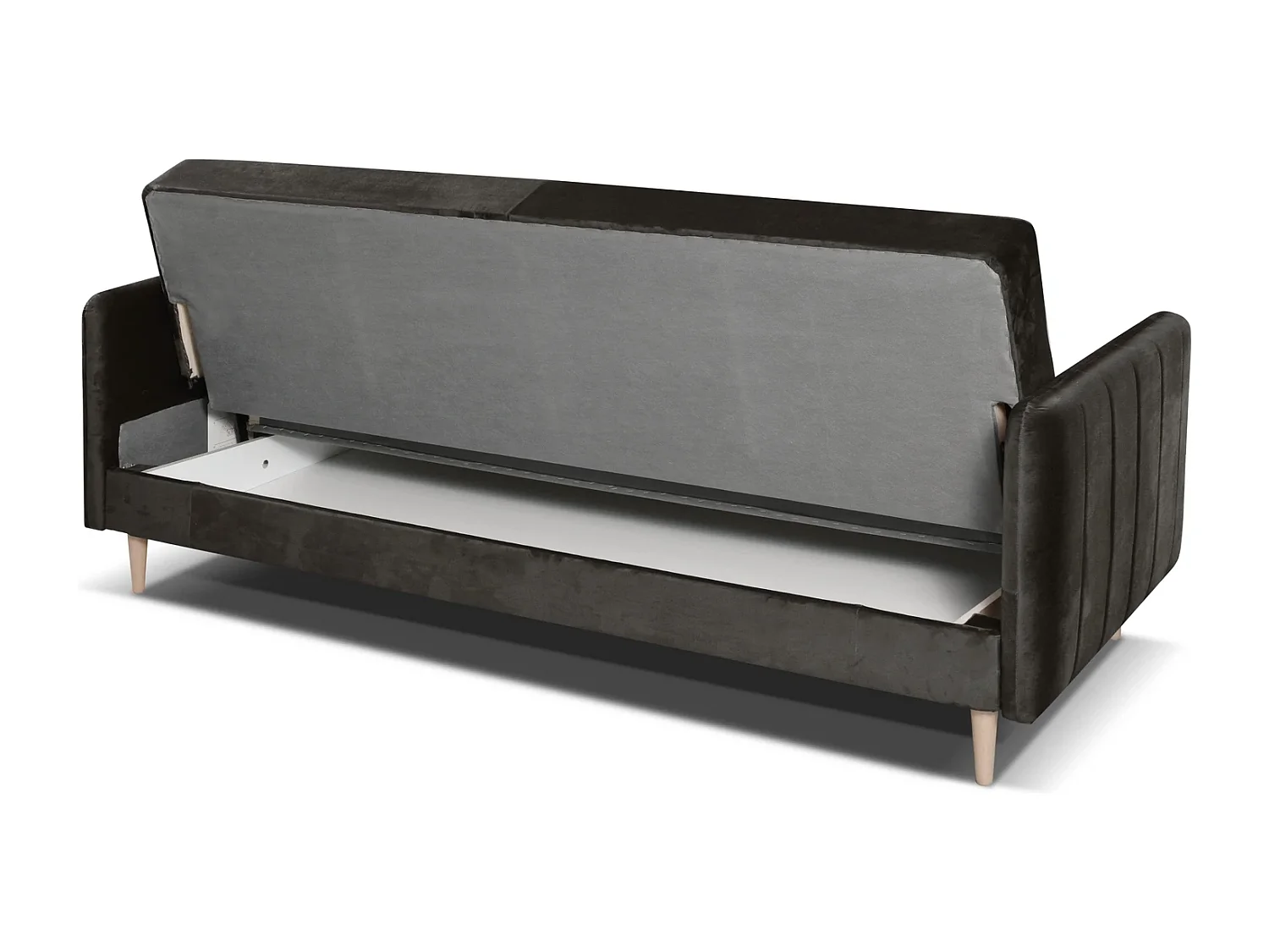 Canapé Clic-Clac Vesto - Velours Gris Monolith 92 - Coffre de Rangement