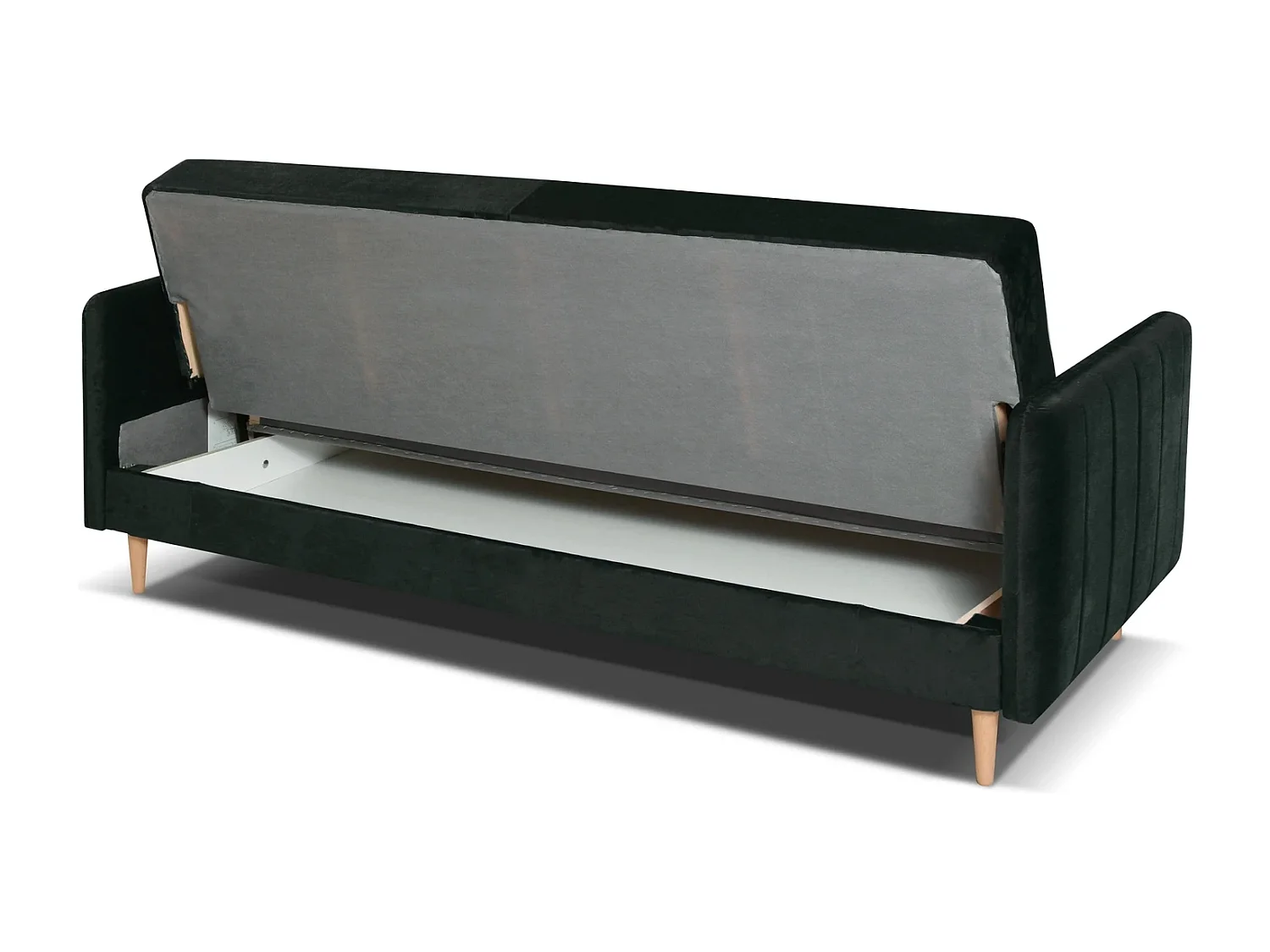 Canapé Clic-Clac Vesto - Velours Noir Monolith 95 - Coffre de Rangement