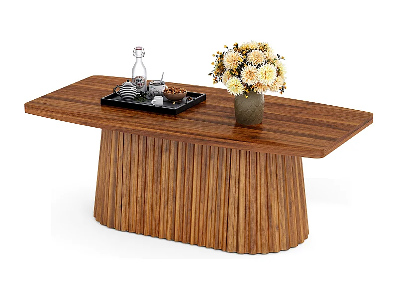 Table basse rectangulaire, table d'appoint de style campagnard de 120 cm avec piètement plissé