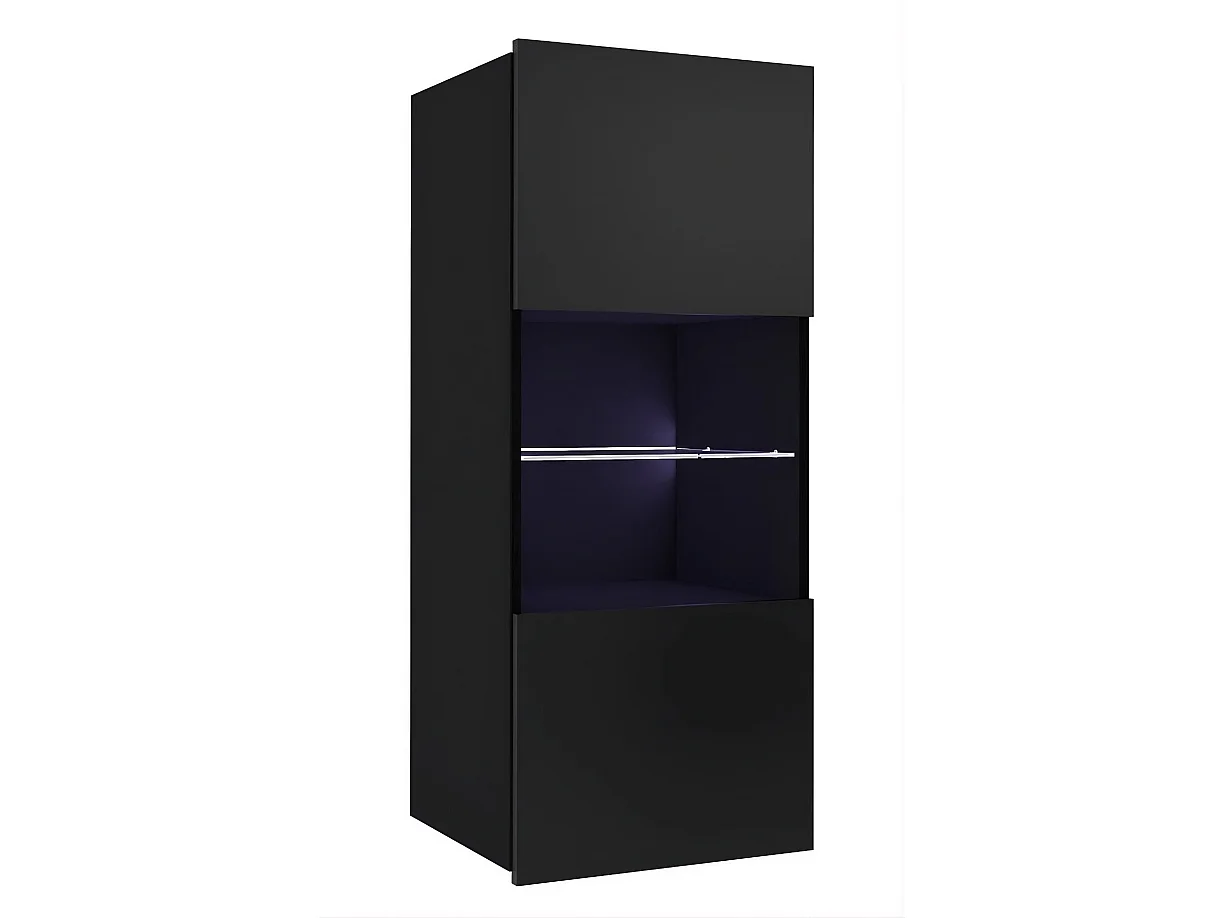 Hängevitrine Montreal 45 cm - Schwarz / Schwarz Hochglanz