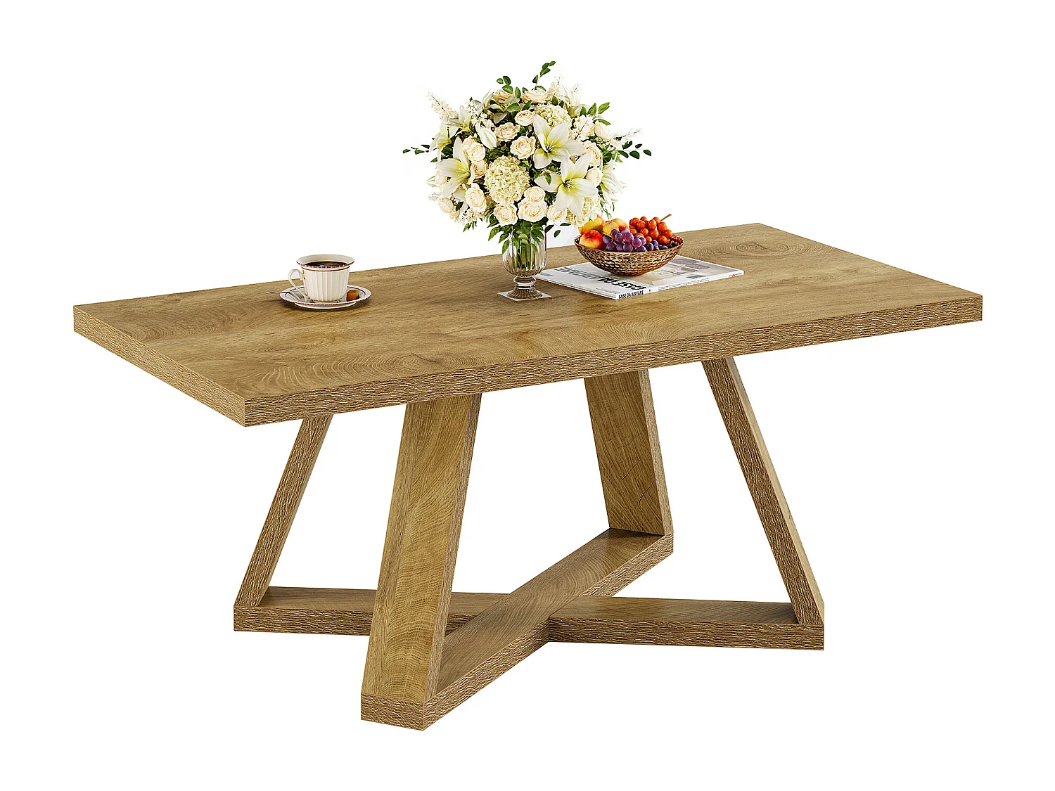 Table basse de salon rectangulaire de style campagnard, 120 cm.