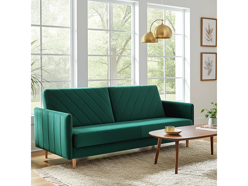 Canapé Clic-Clac Vesto - Velours Vert Bouteille Monolith 37 - Coffre