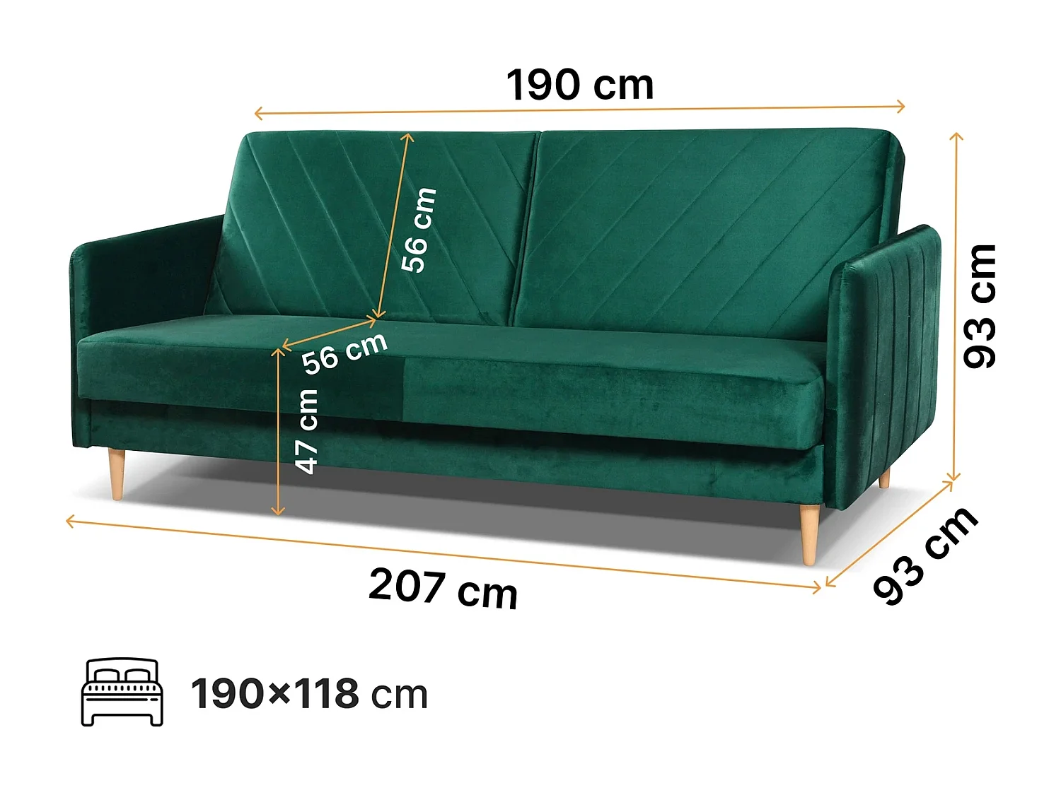 Canapé Clic-Clac Vesto - Velours Vert Bouteille Monolith 37 - Coffre